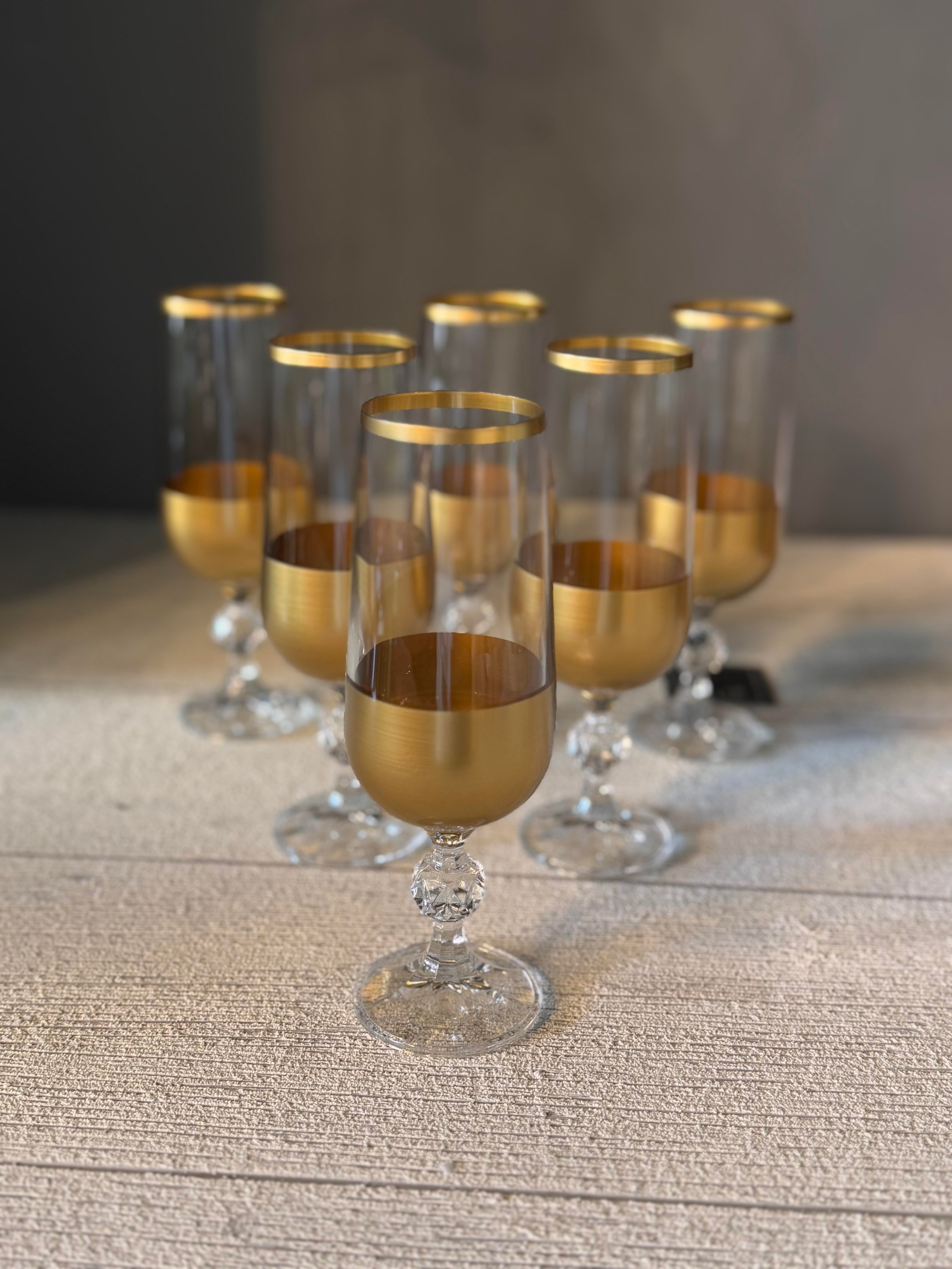 Bohemia Gold Kahve Yanı Cam Bardak 6 lı - 180 CC