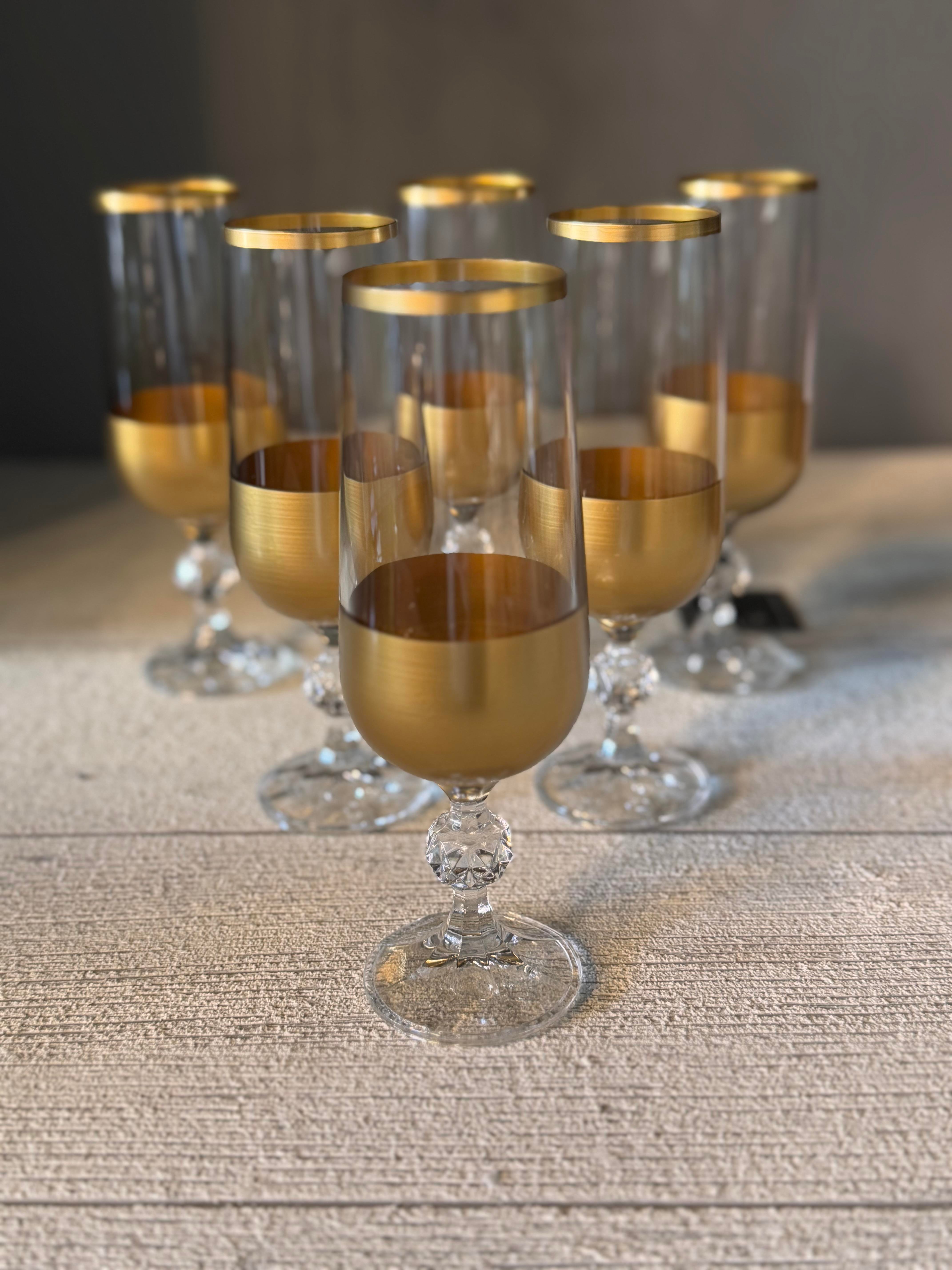 Bohemia Gold Kahve Yanı Cam Bardak 6 lı - 180 CC