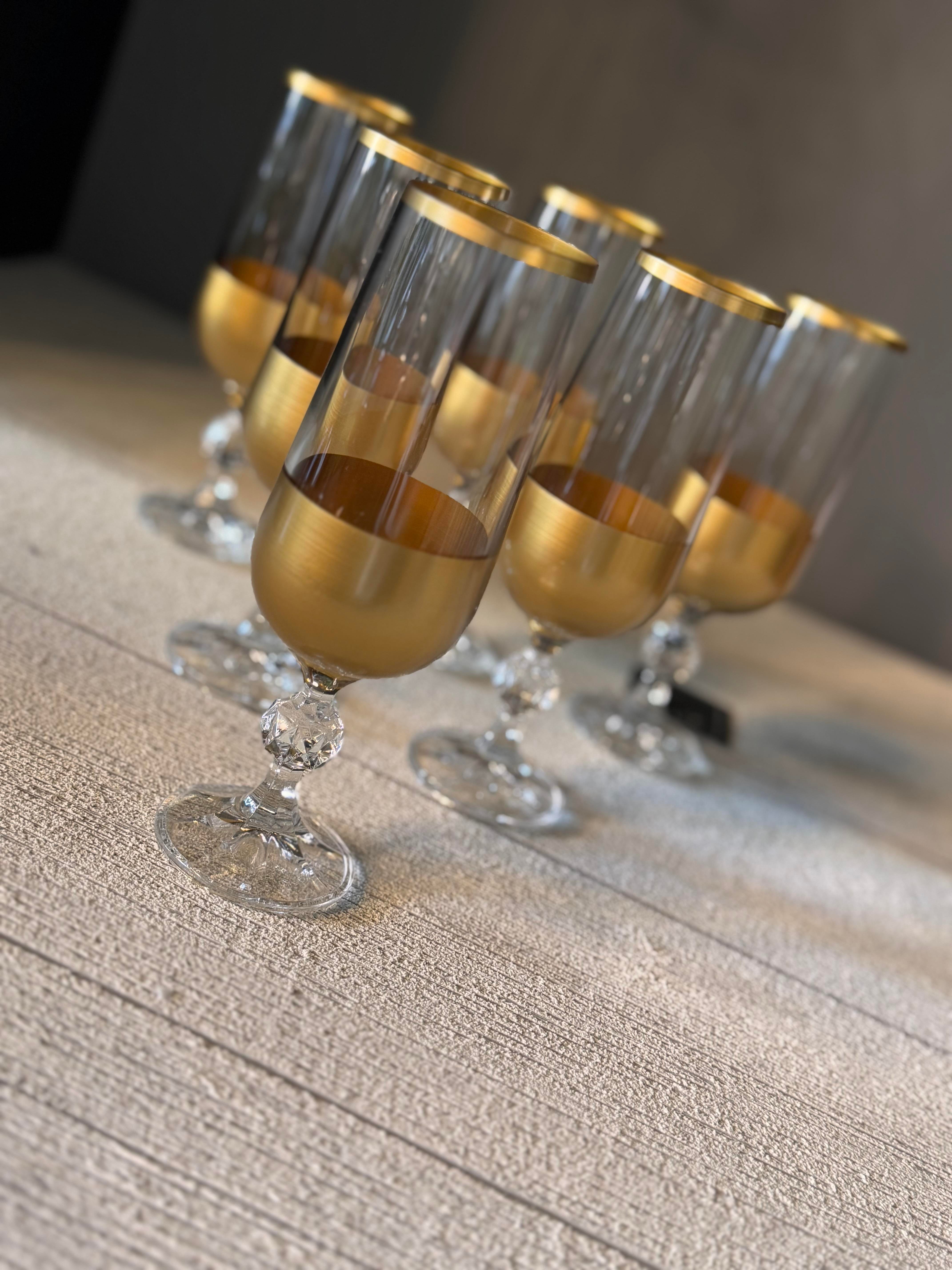 Bohemia Gold Kahve Yanı Cam Bardak 6 lı - 180 CC