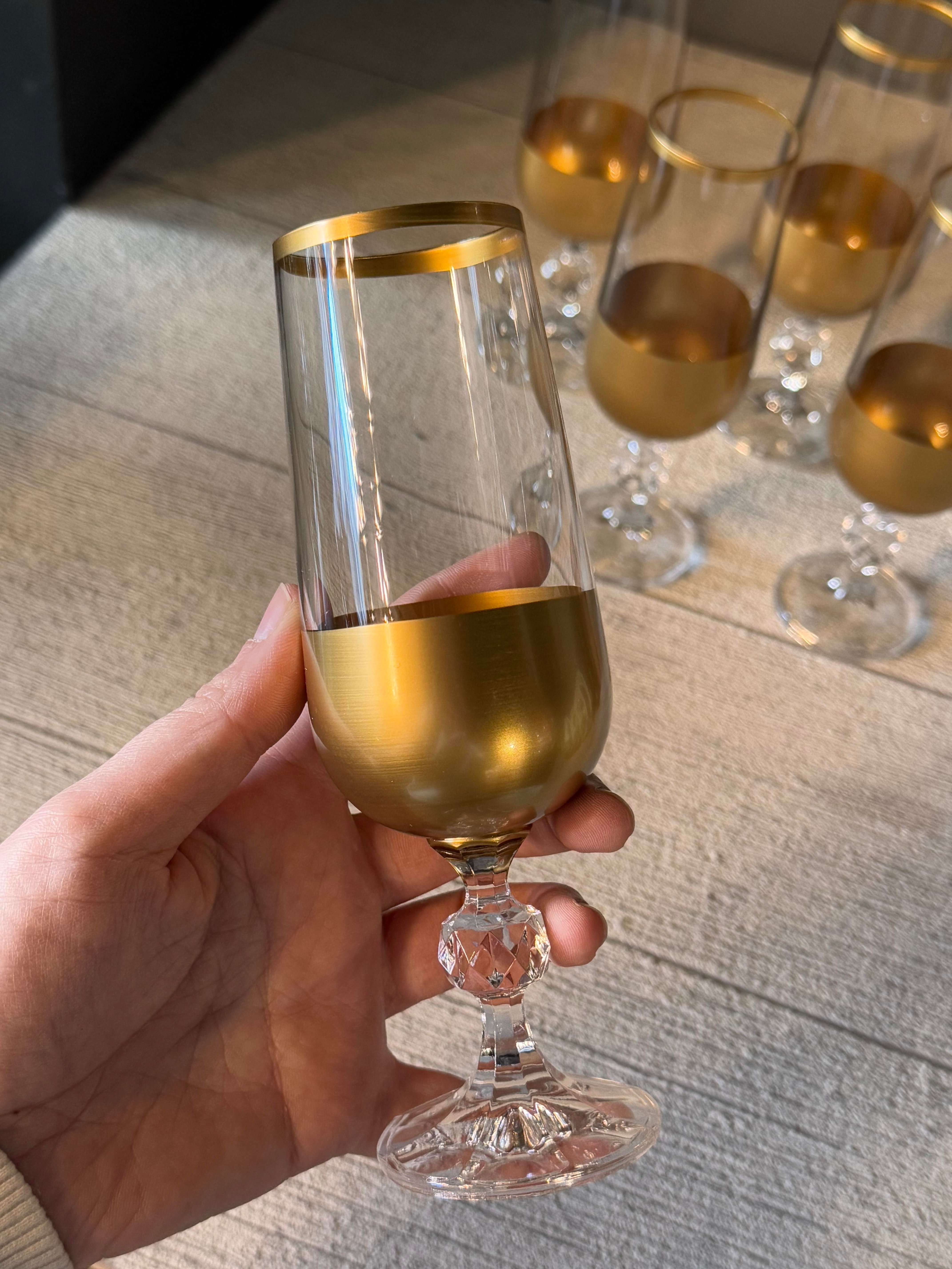 Bohemia Gold Kahve Yanı Cam Bardak 6 lı - 180 CC