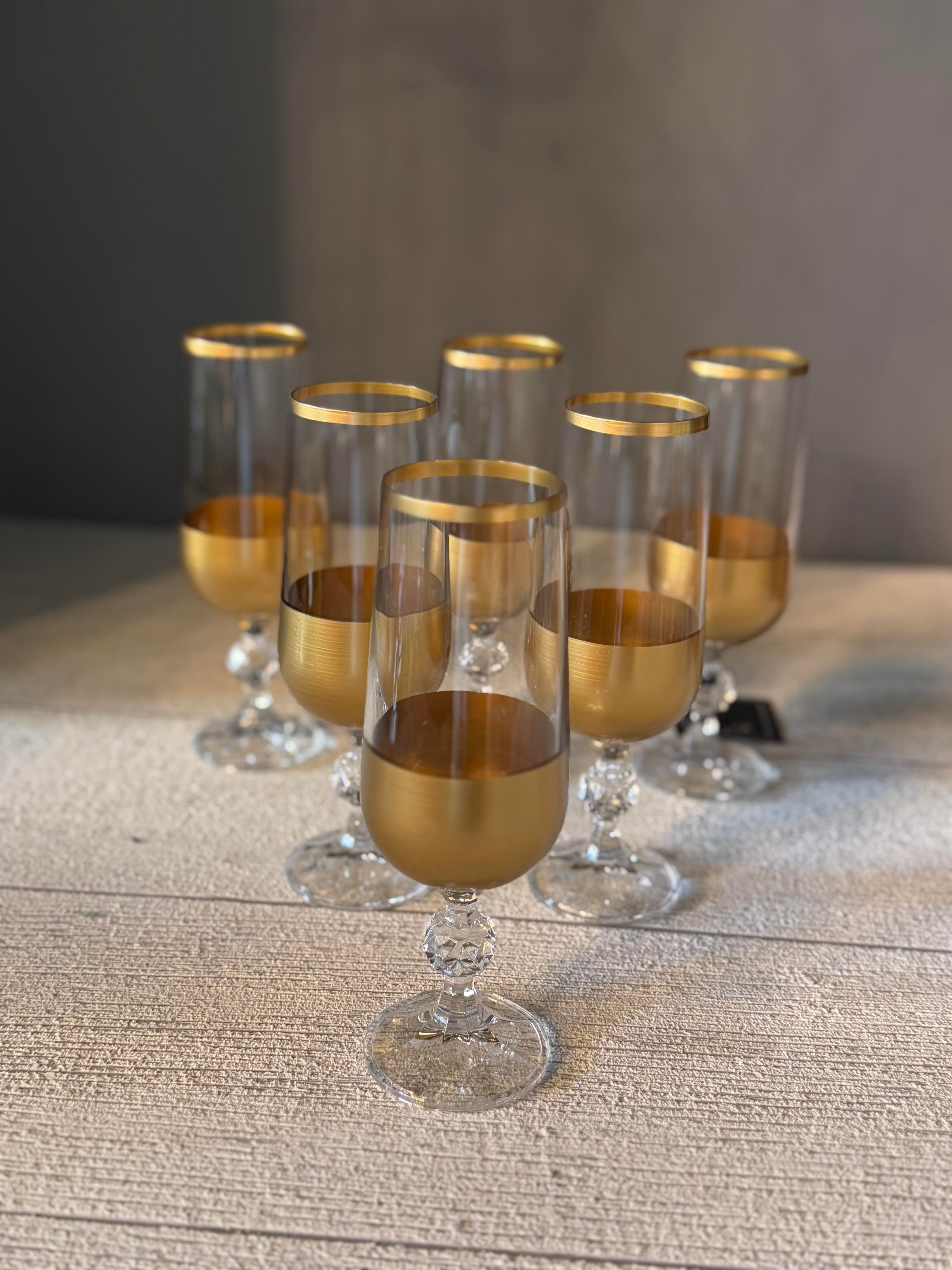 Bohemia Gold Kahve Yanı Cam Bardak 6 lı - 180 CC