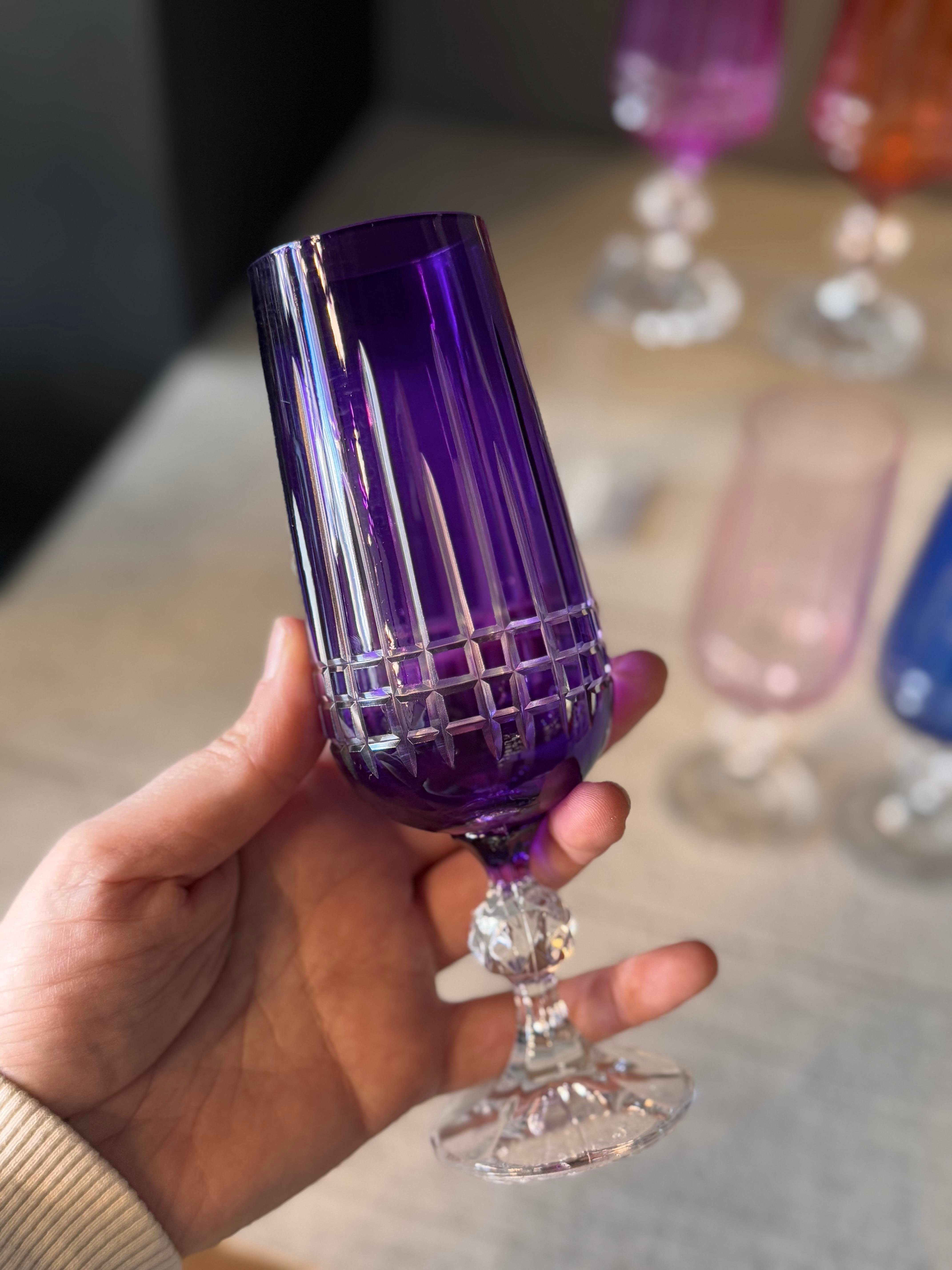 Bohemia Kare Renkli Kahve Yanı Cam Bardak 6 lı - 180 CC