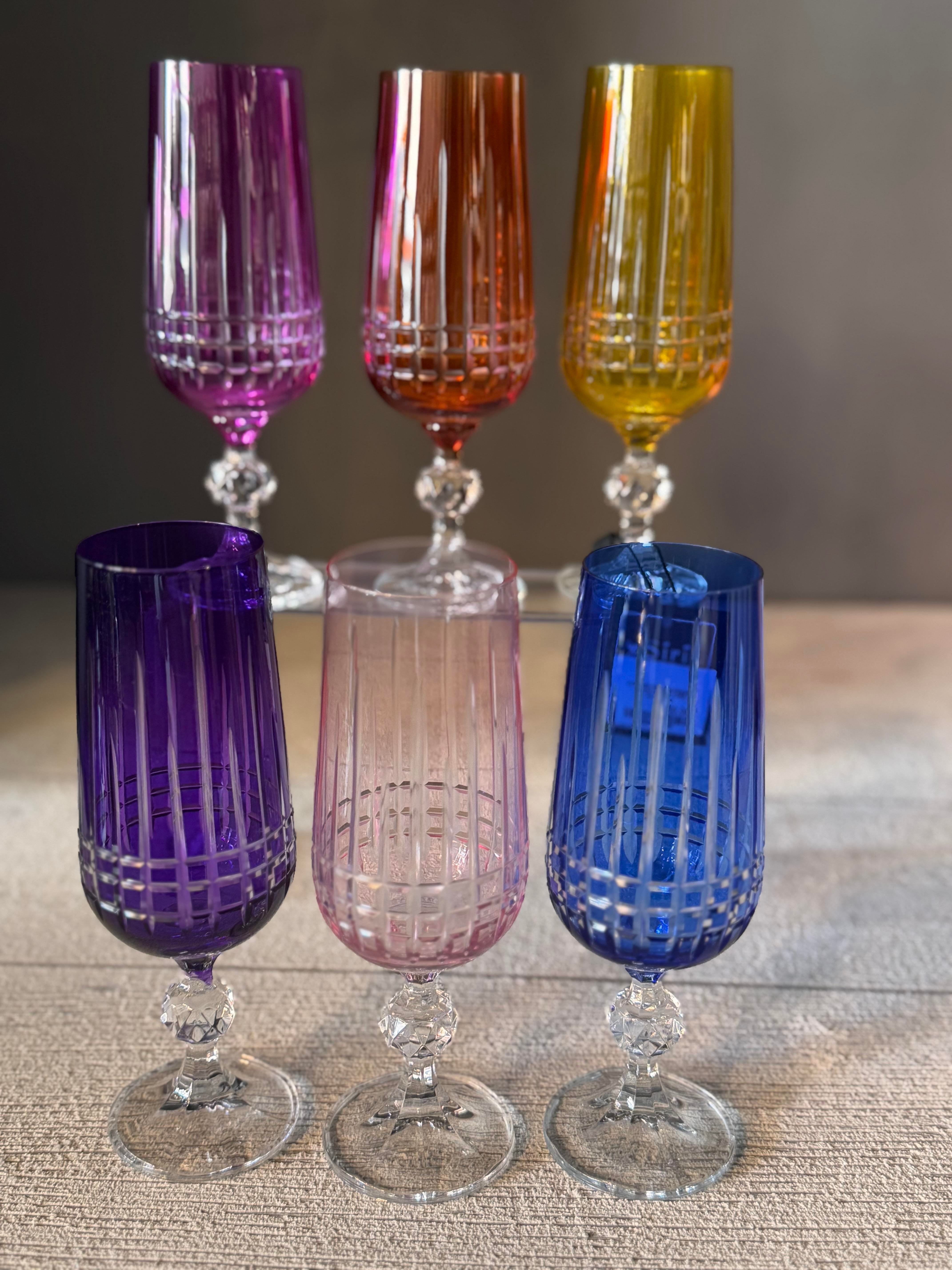 Bohemia Kare Renkli Kahve Yanı Cam Bardak 6 lı - 180 CC