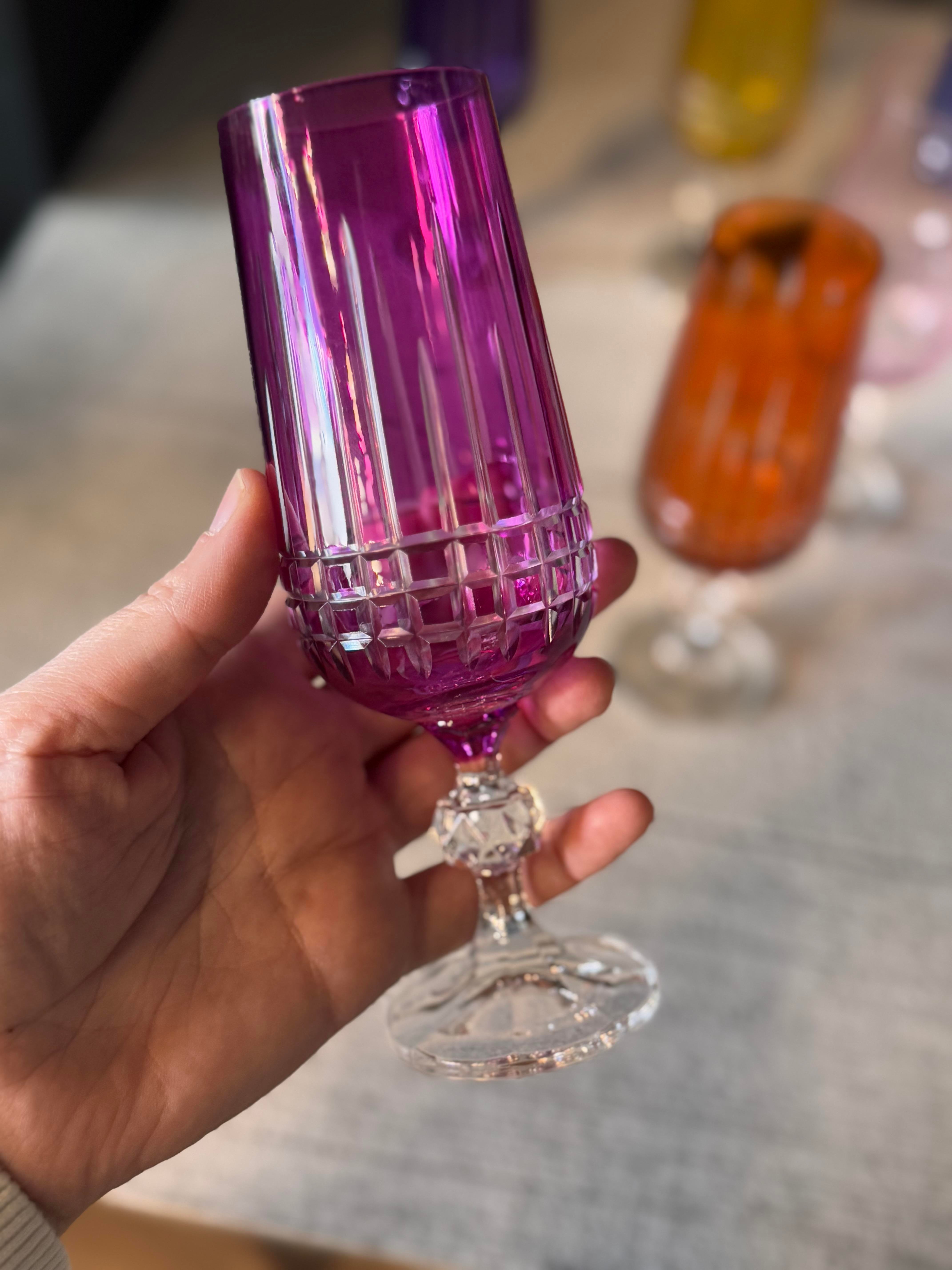 Bohemia Kare Renkli Kahve Yanı Cam Bardak 6 lı - 180 CC