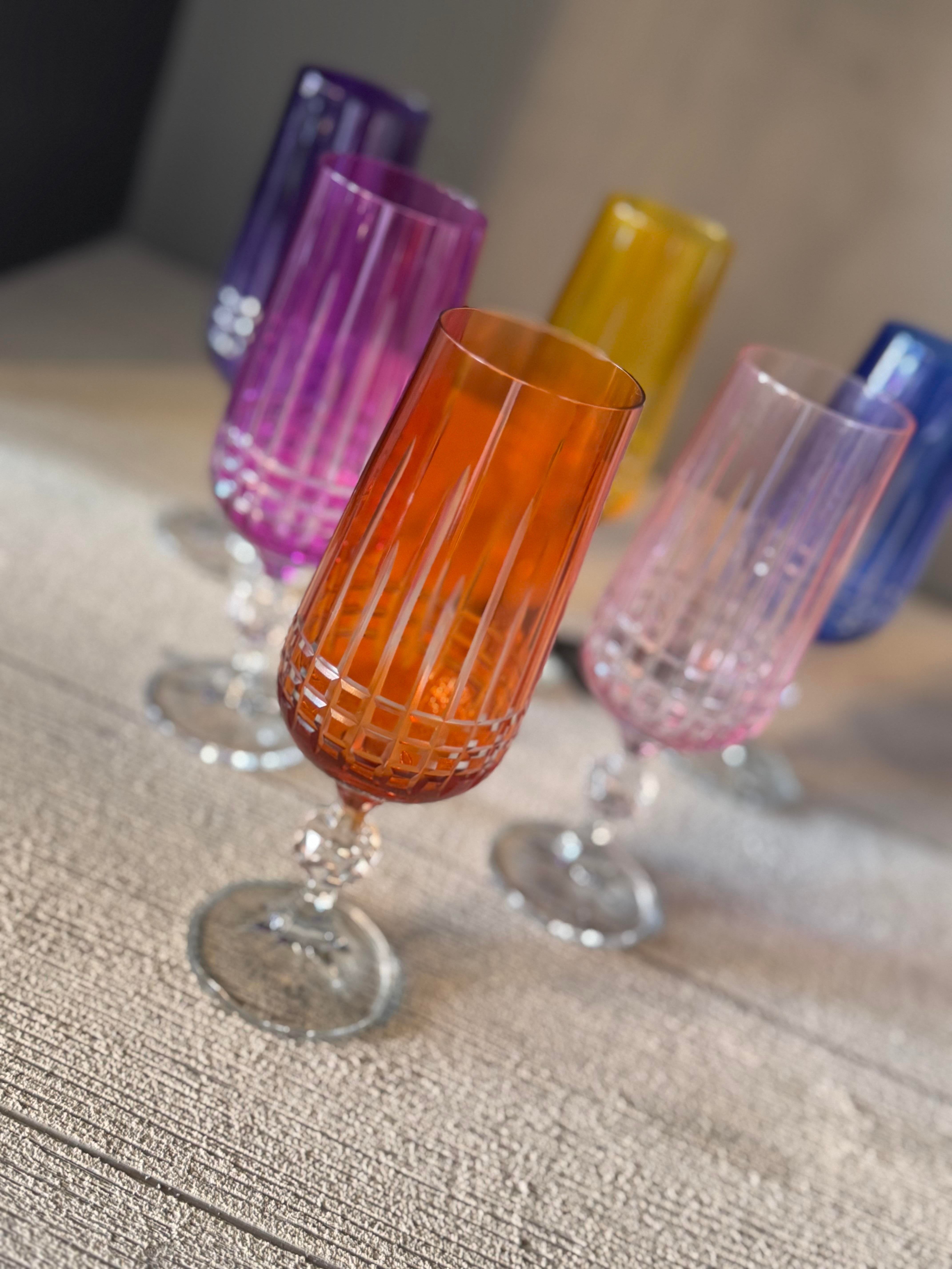 Bohemia Kare Renkli Kahve Yanı Cam Bardak 6 lı - 180 CC