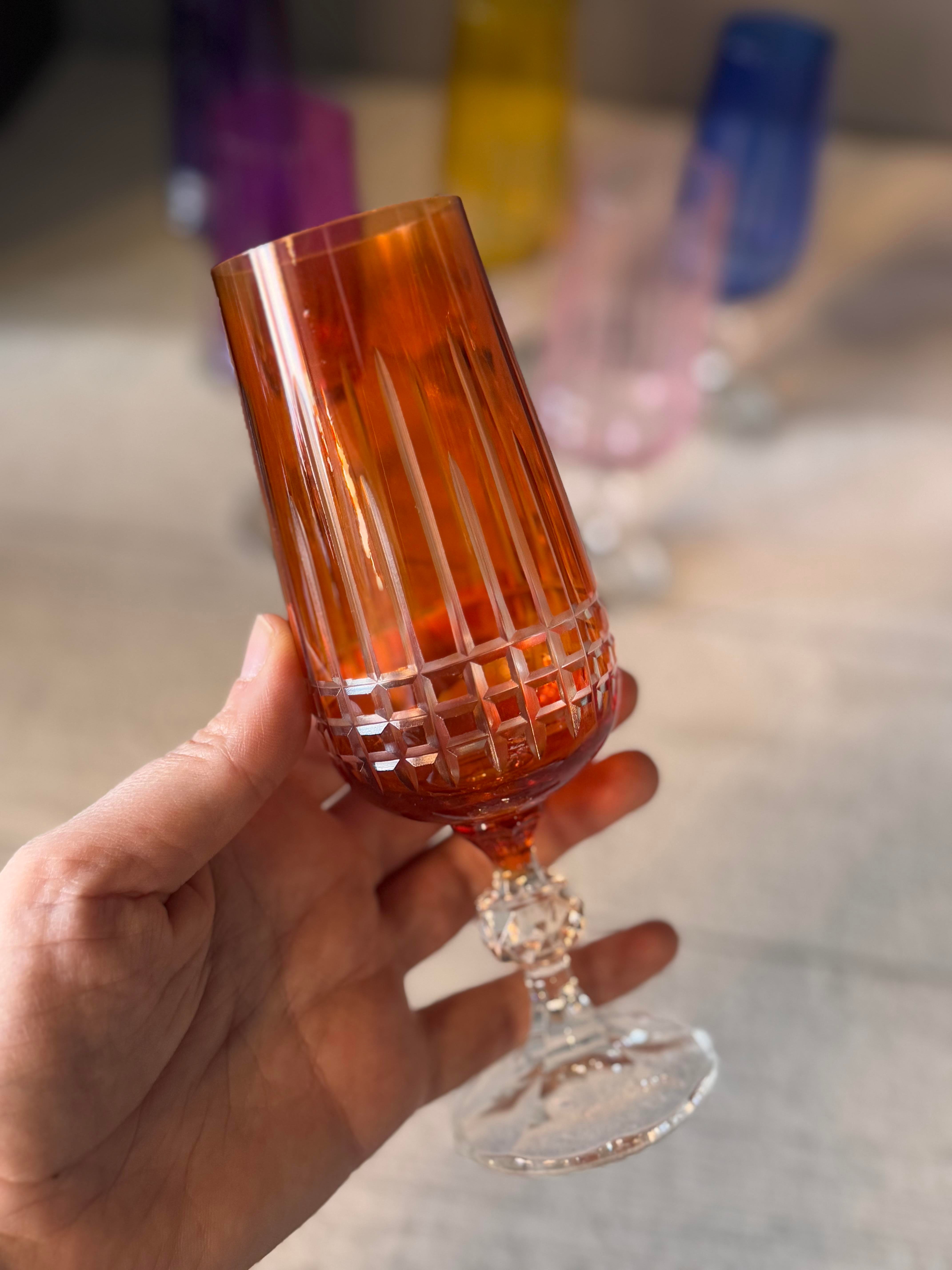 Bohemia Kare Renkli Kahve Yanı Cam Bardak 6 lı - 180 CC