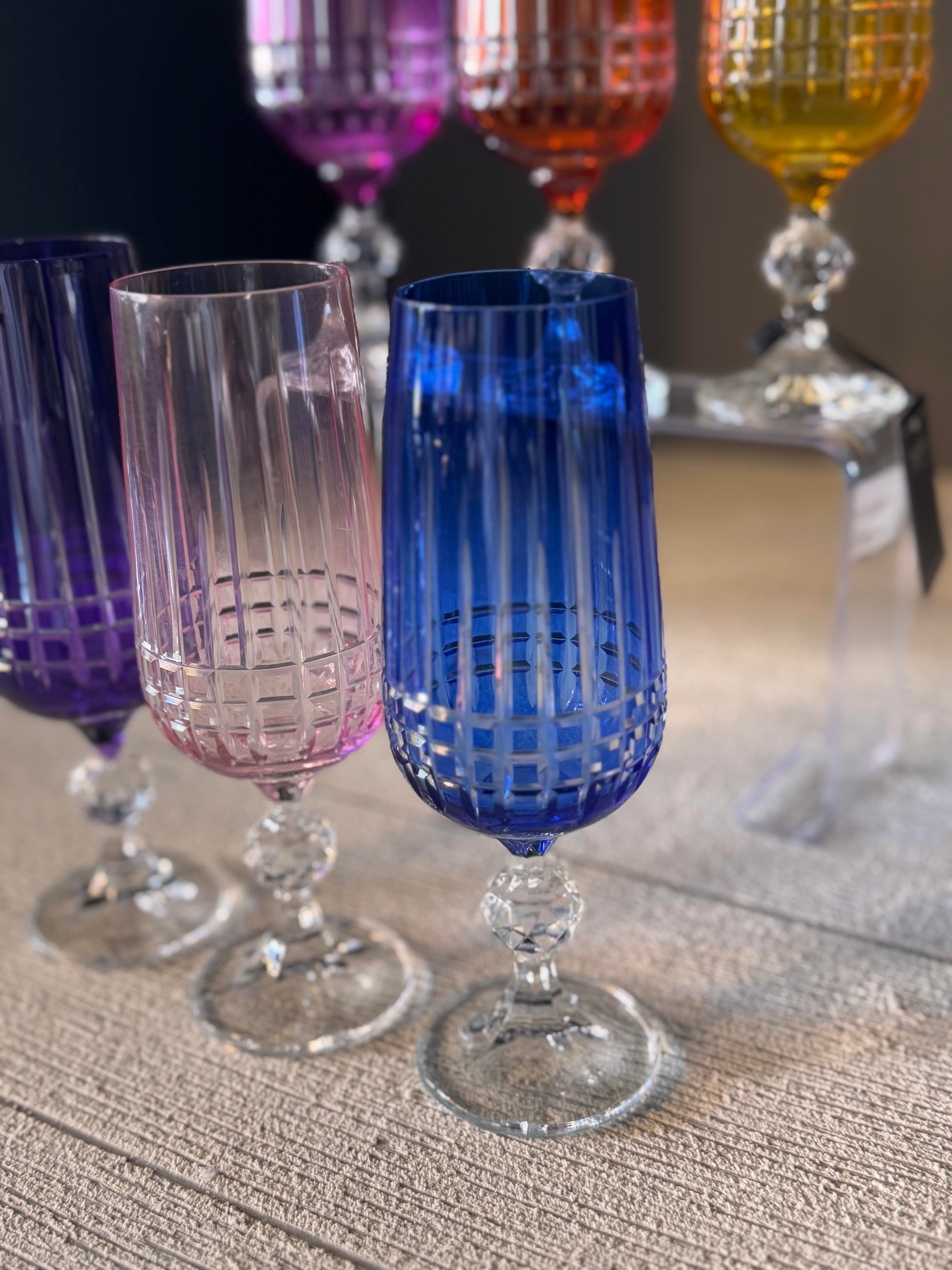 Bohemia Kare Renkli Kahve Yanı Cam Bardak 6 lı - 180 CC