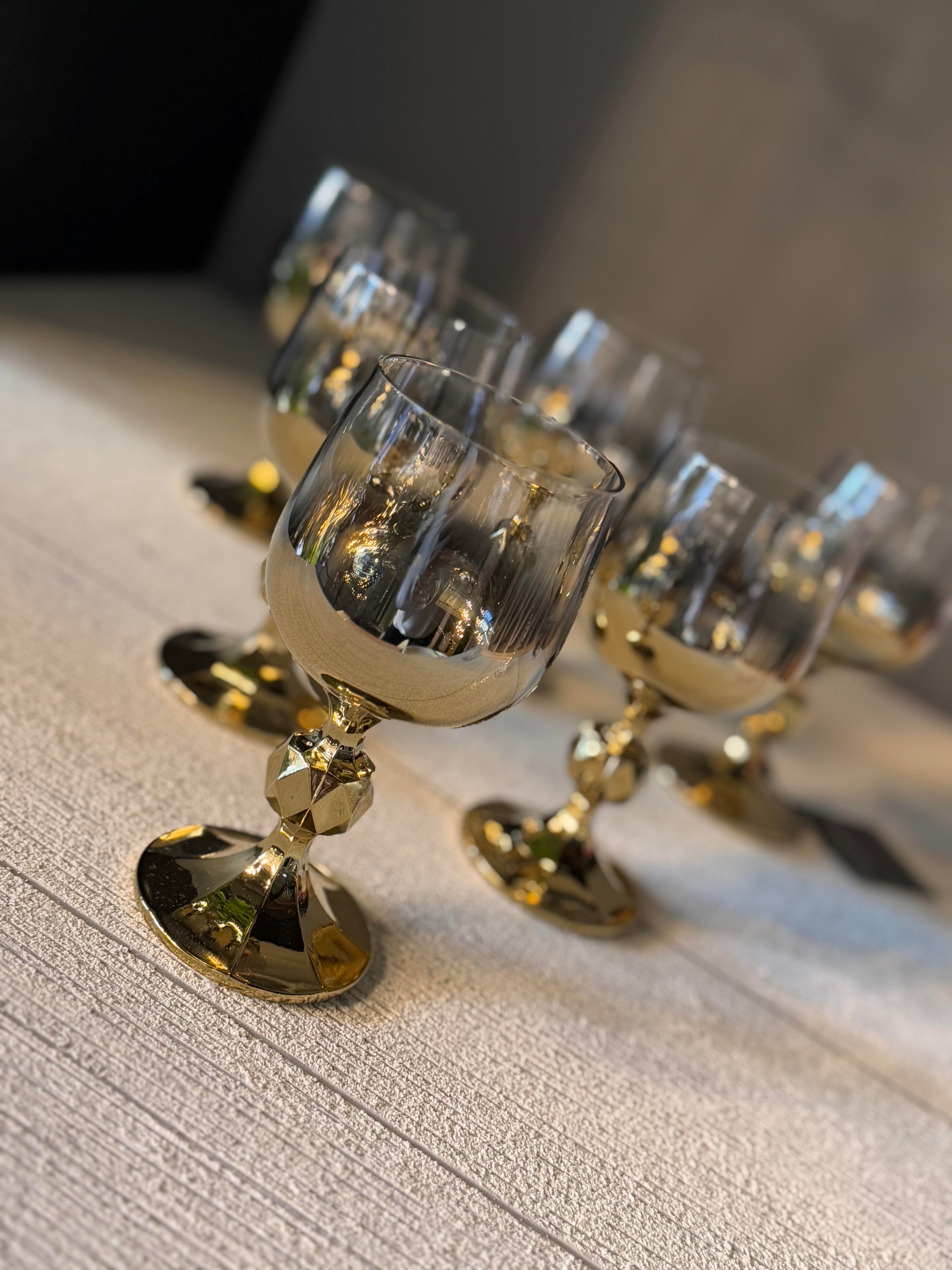 Bohemia Titanyum Gold Kahve Yanı Cam Bardak 6 lı - 150 CC