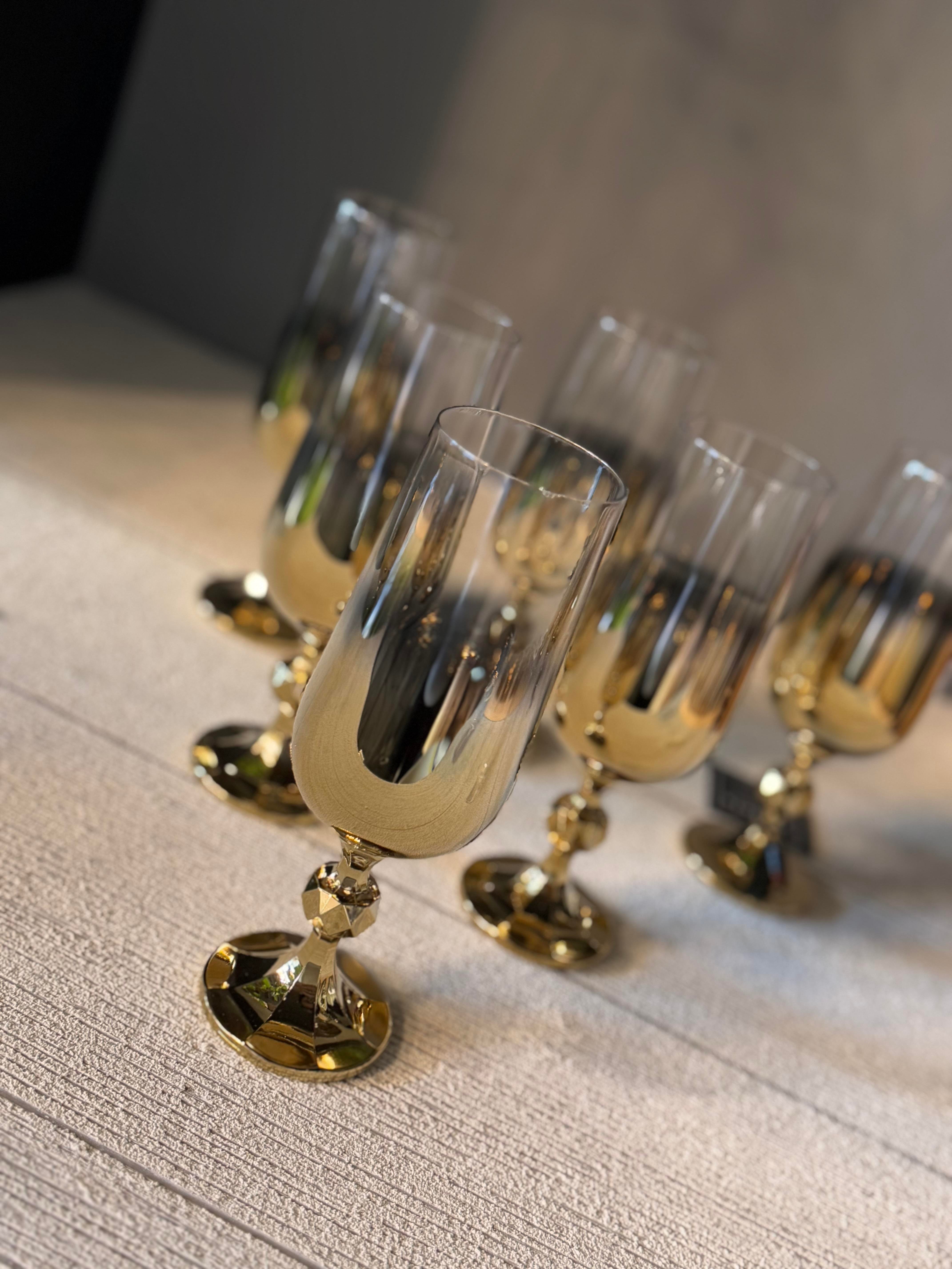 Bohemia Titanyum Gold Kahve Yanı Cam Bardak 6 lı - 180 CC