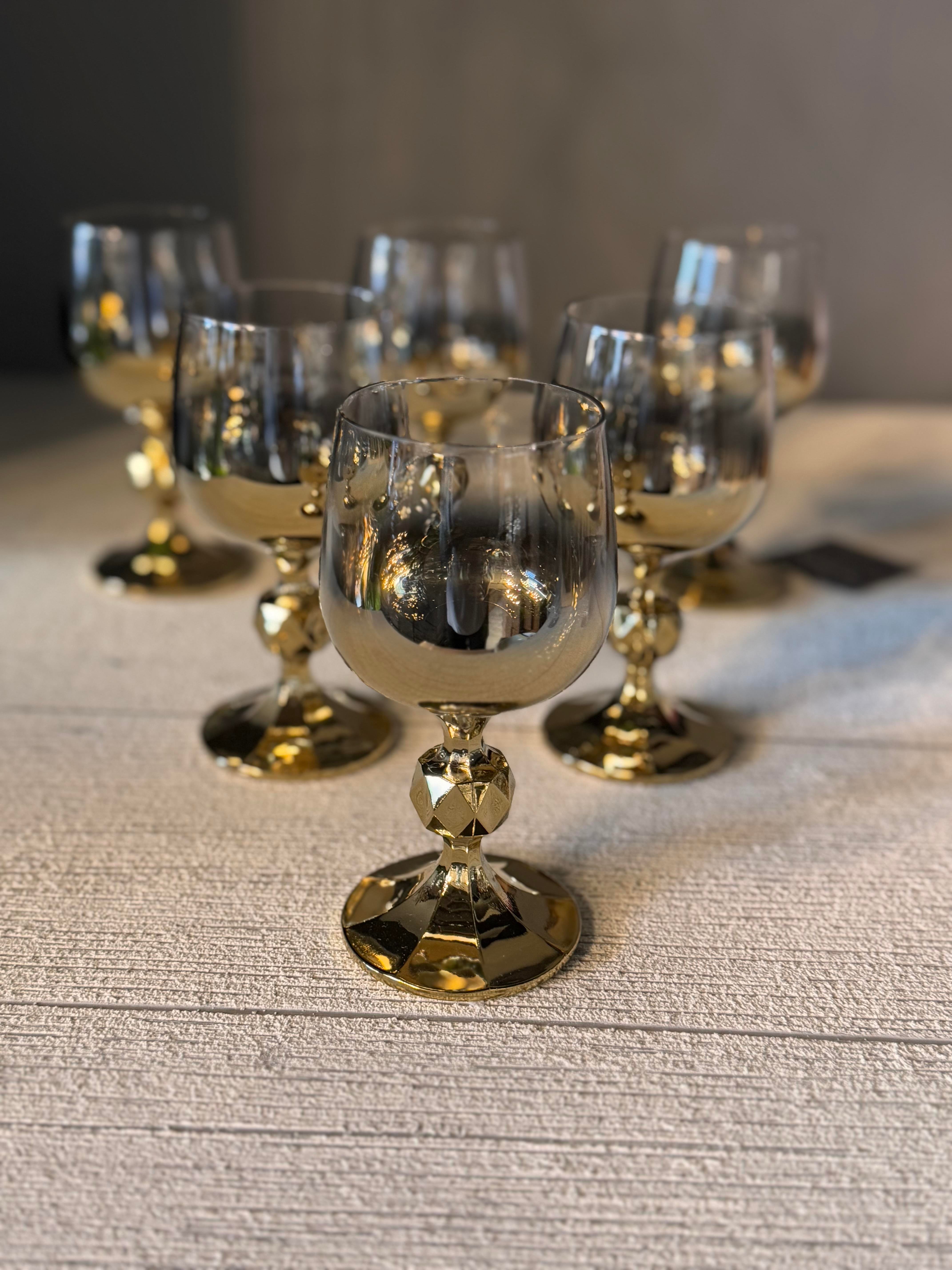 Bohemia Titanyum Gold Kahve Yanı Cam Bardak 6 lı - 150 CC