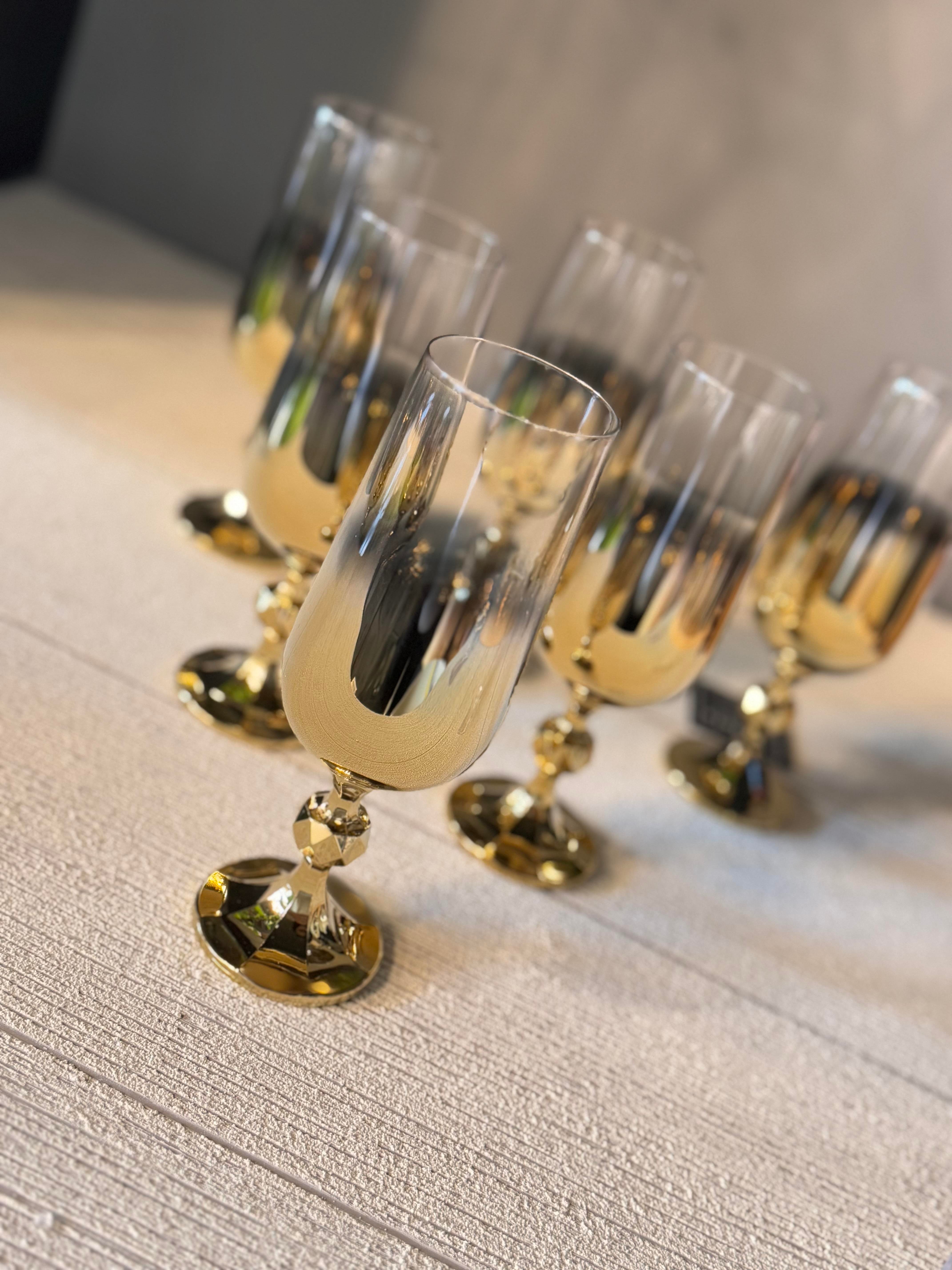 Bohemia Titanyum Gold Kahve Yanı Cam Bardak 6 lı - 180 CC