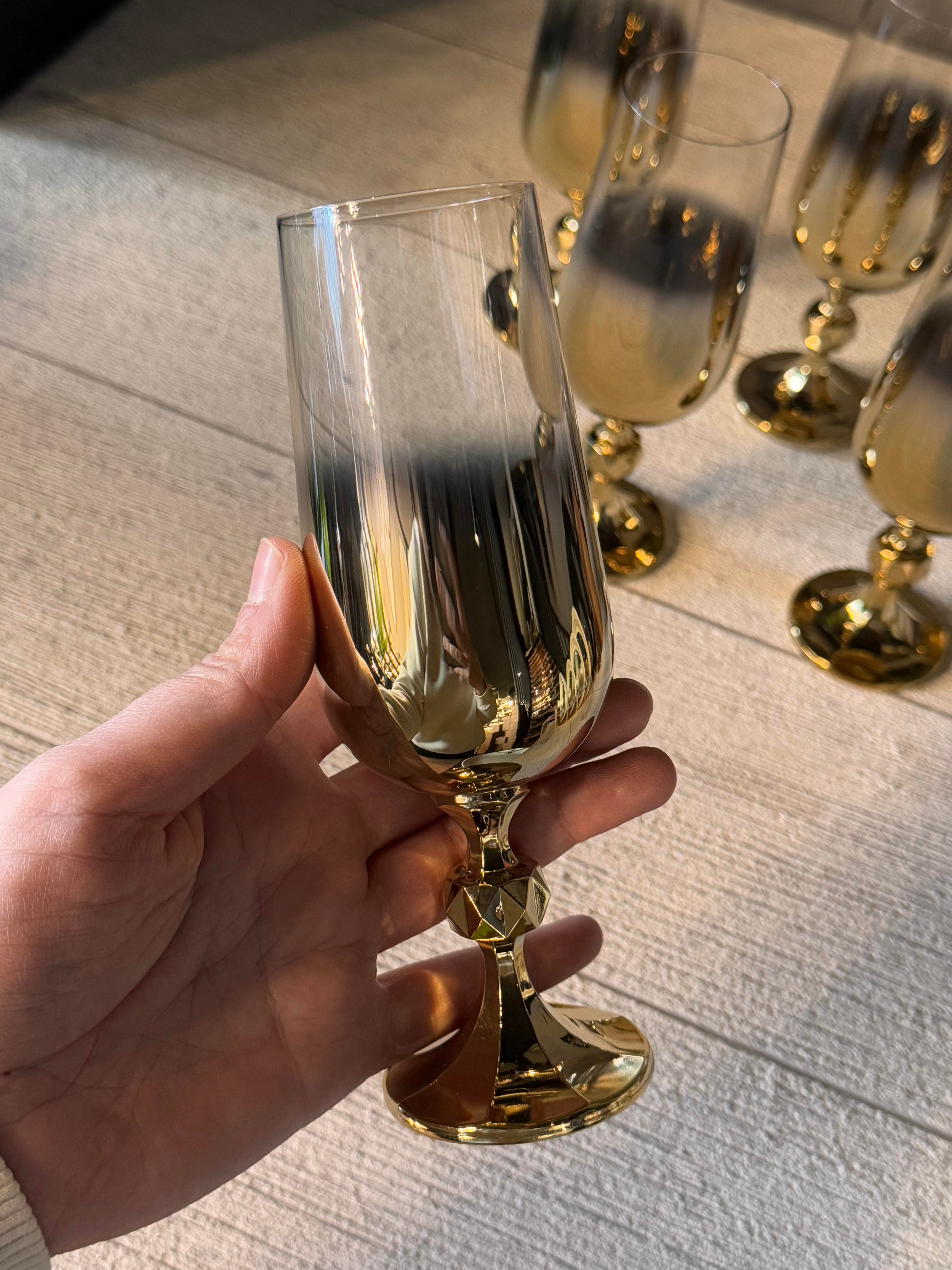 Bohemia Titanyum Gold Kahve Yanı Cam Bardak 6 lı - 180 CC