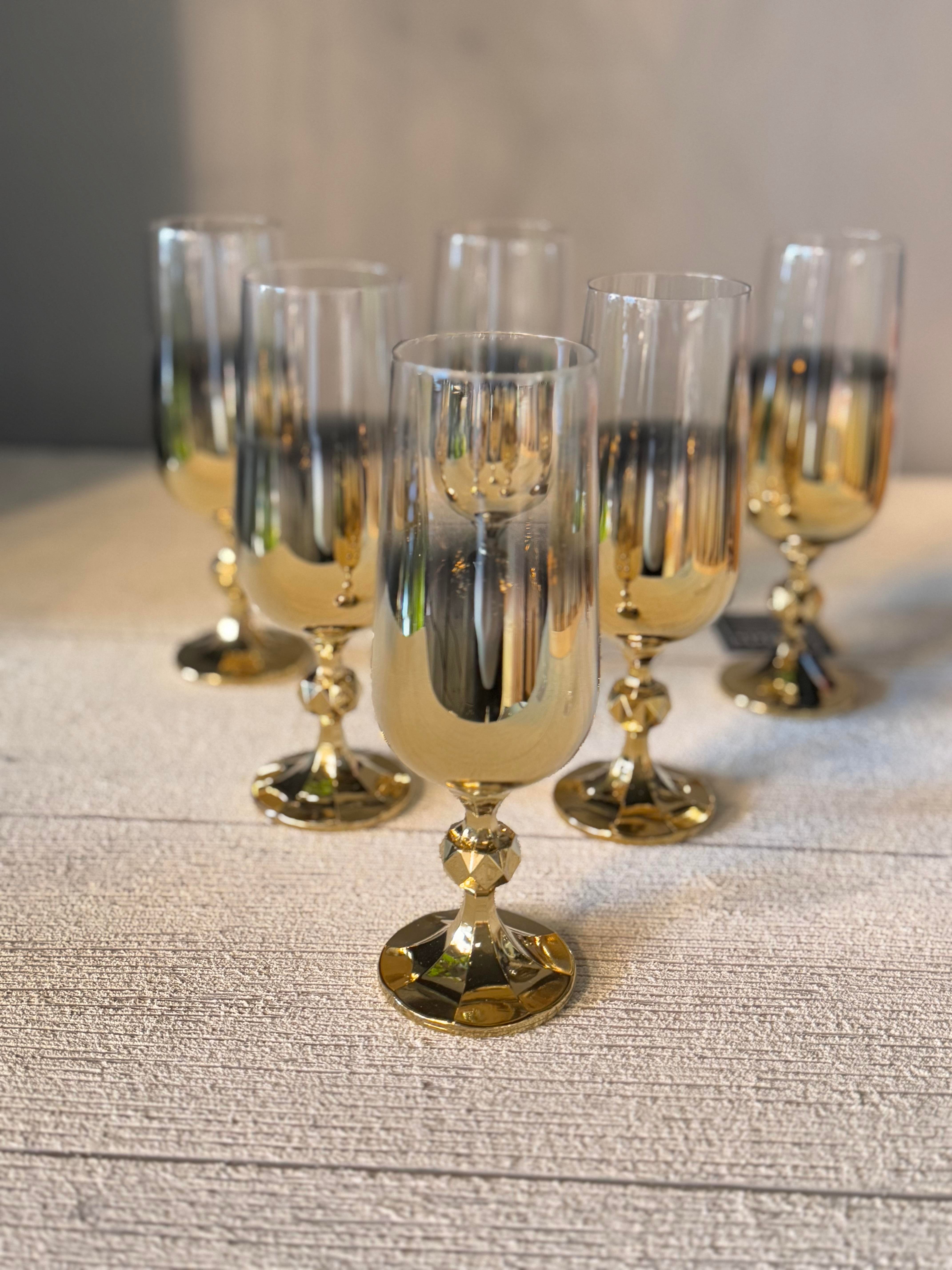 Bohemia Titanyum Gold Kahve Yanı Cam Bardak 6 lı - 180 CC