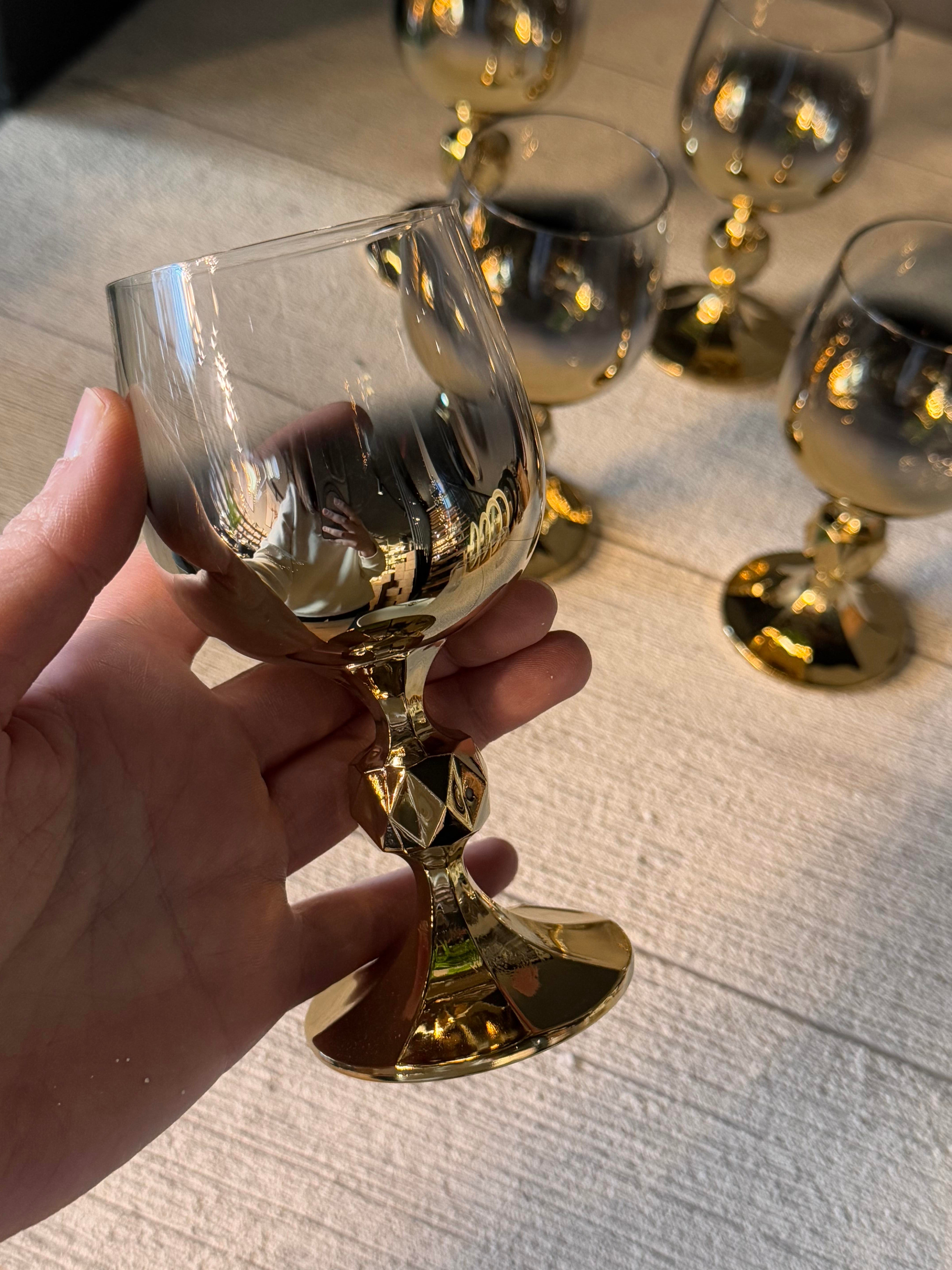 Bohemia Titanyum Gold Kahve Yanı Cam Bardak 6 lı - 150 CC