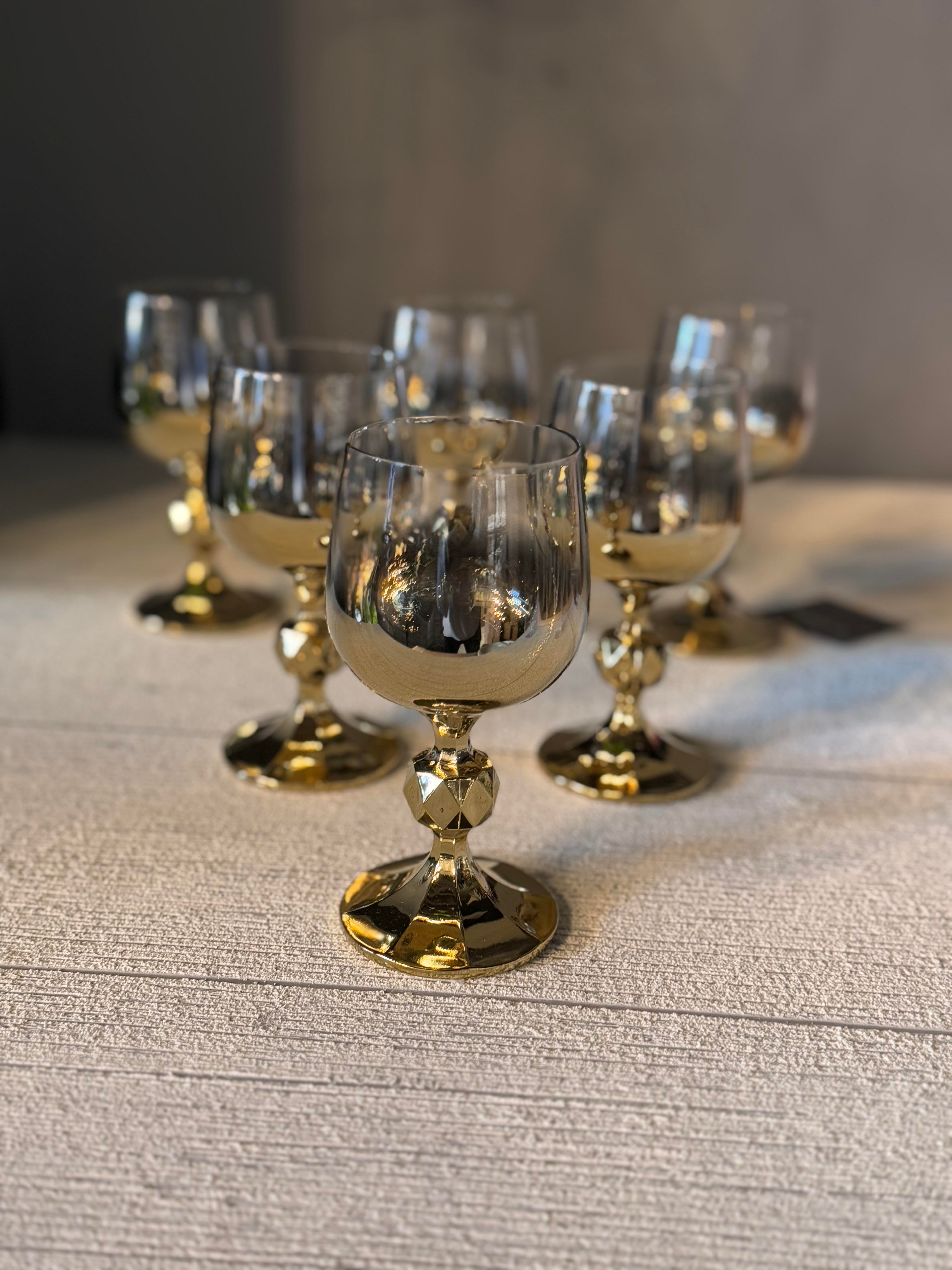 Bohemia Titanyum Gold Kahve Yanı Cam Bardak 6 lı - 150 CC