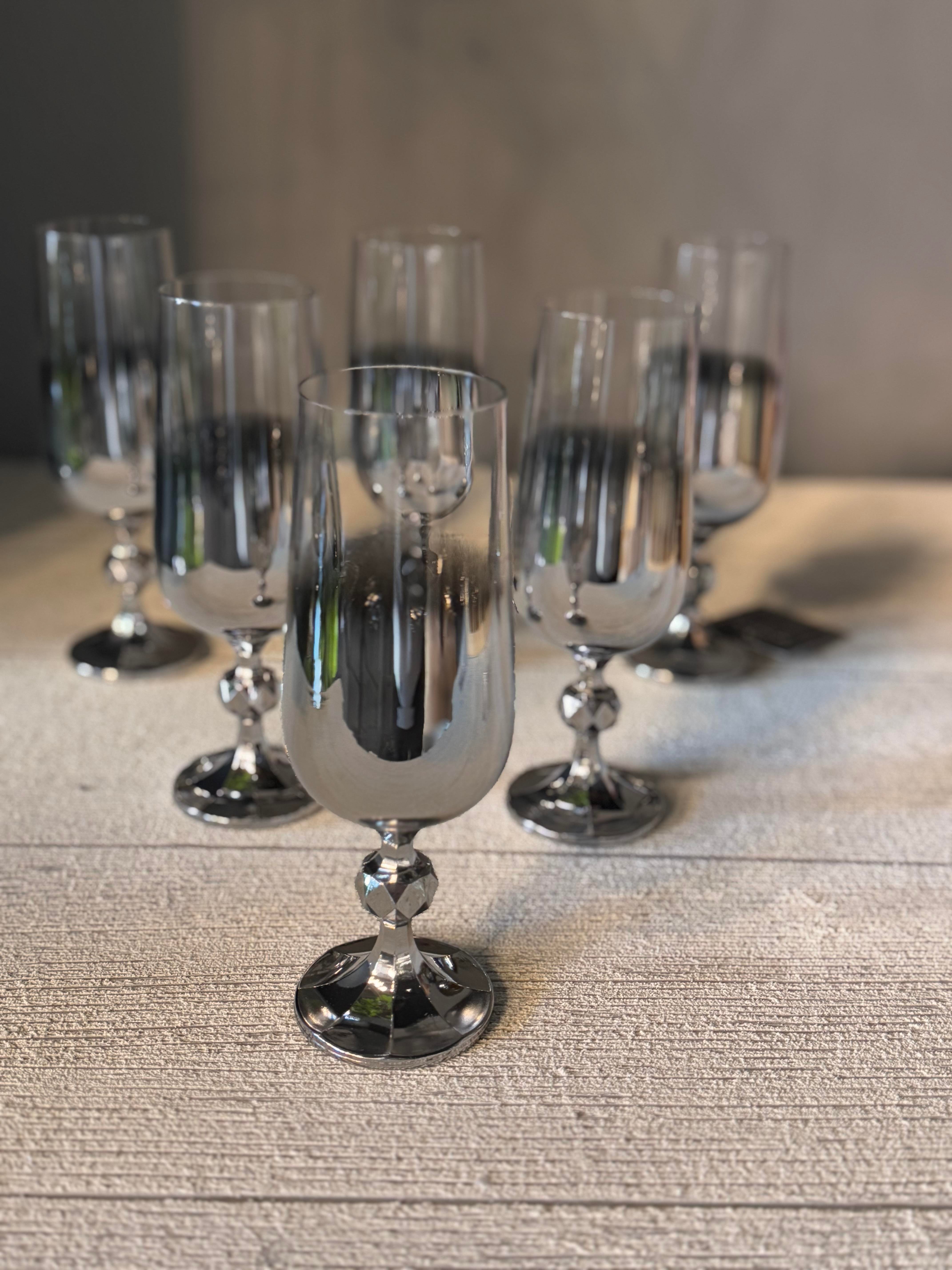 Bohemia Titanyum Silver Kahve Yanı Cam Bardak 6 lı - 180 CC