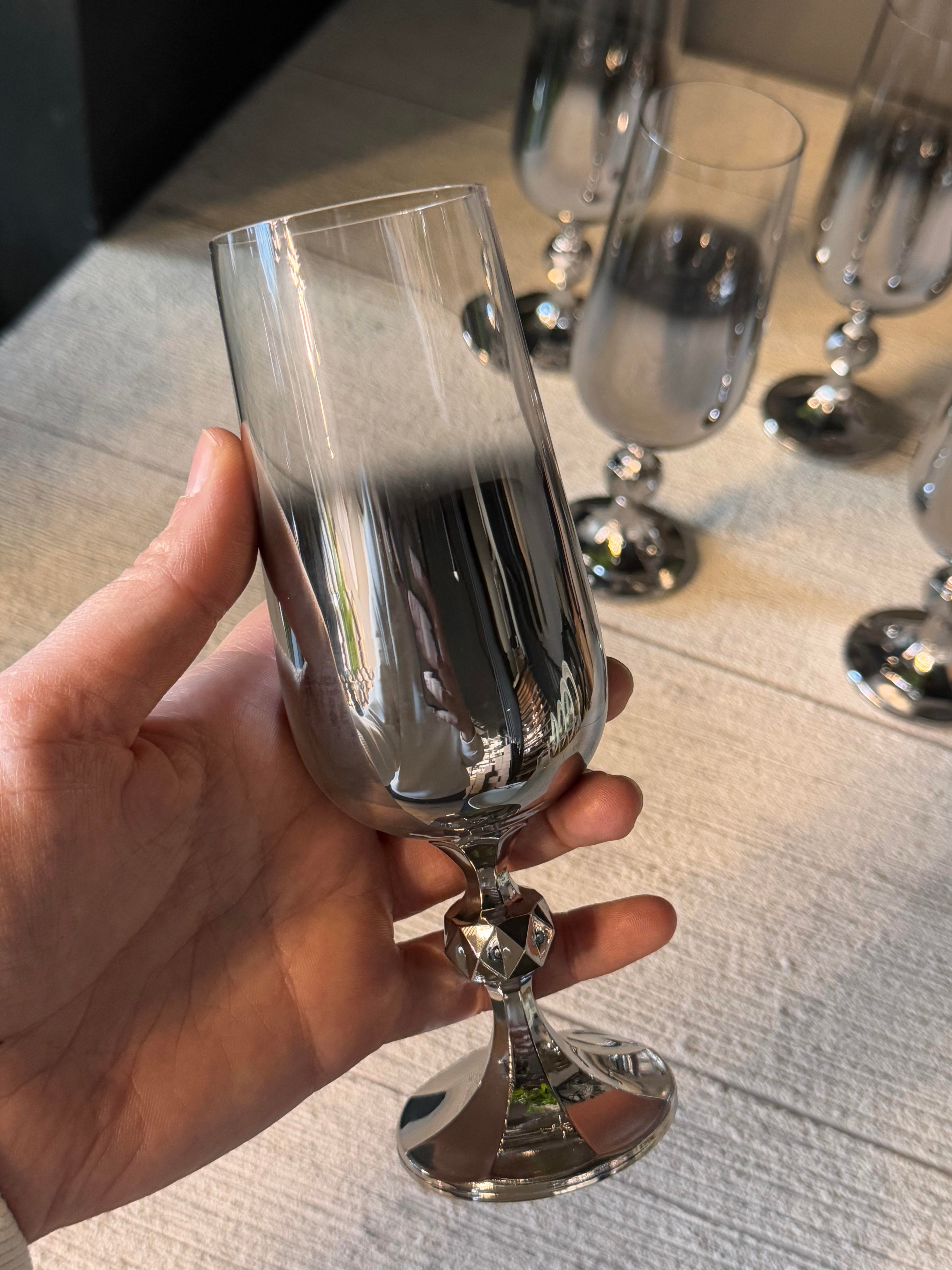 Bohemia Titanyum Silver Kahve Yanı Cam Bardak 6 lı - 180 CC