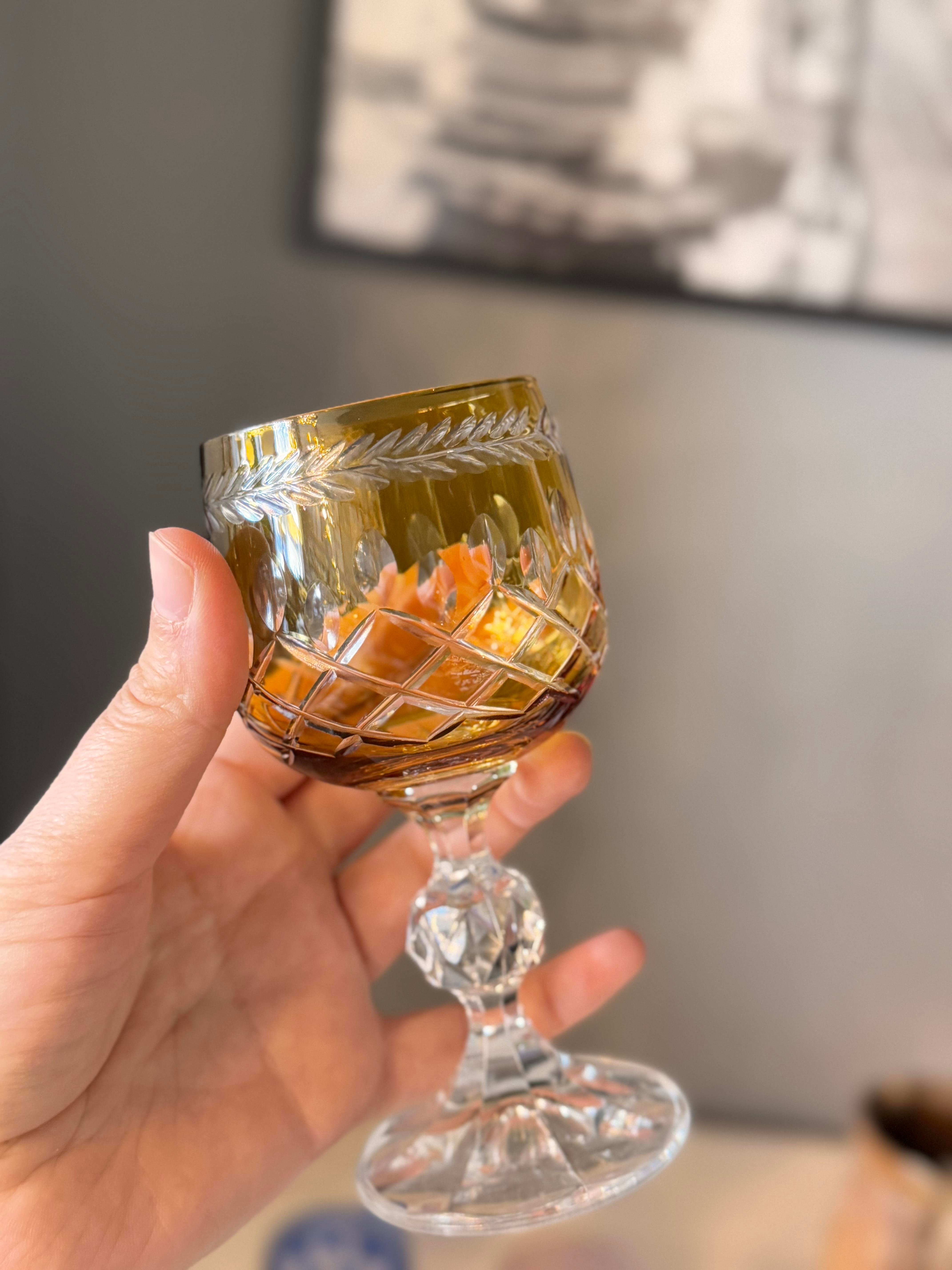 Bohemia Yaprak Altı Renk Kahve Yanı Cam Bardak 6 lı - 150 CC