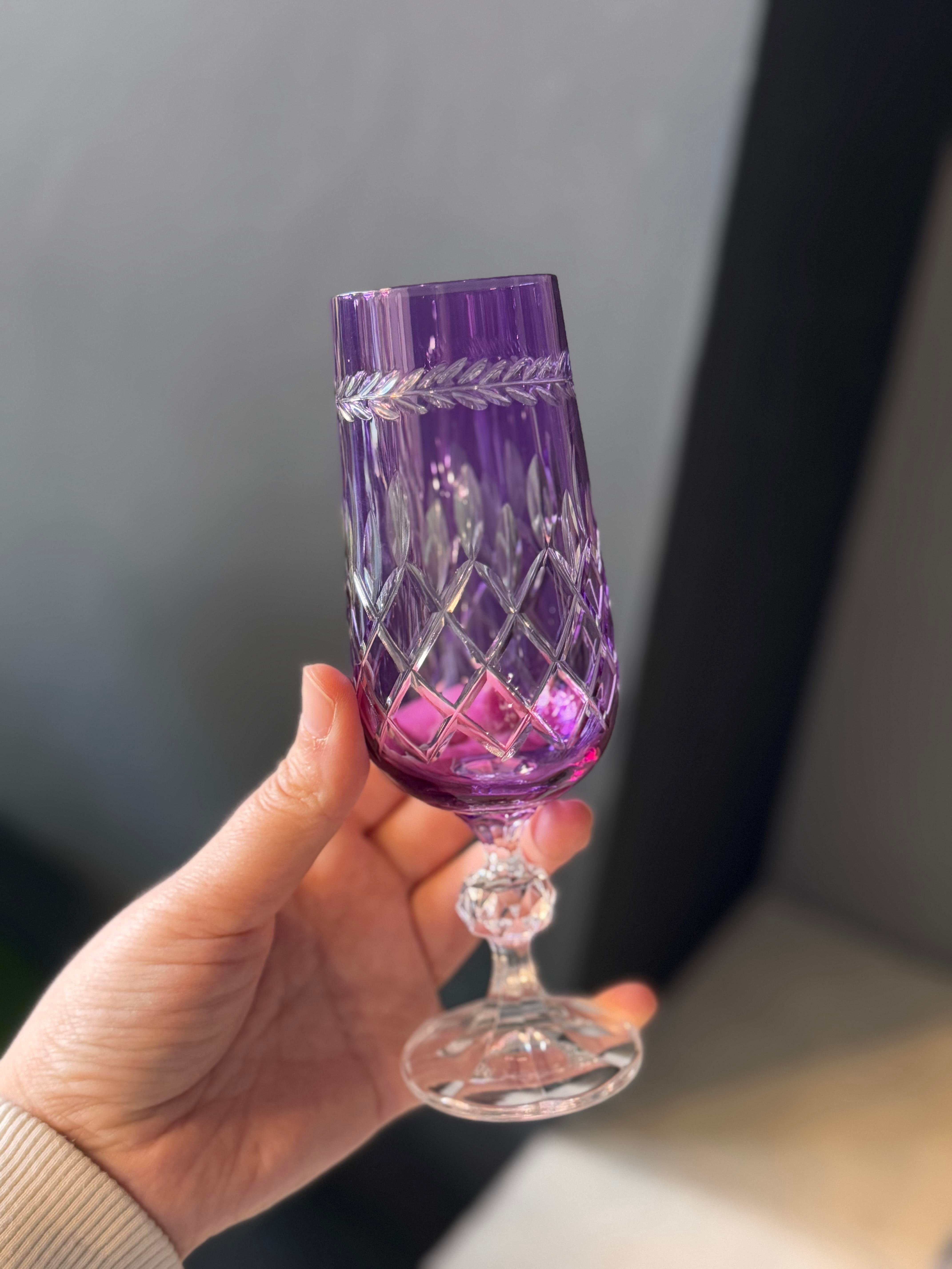 Bohemia Yaprak Renkli Kahve Yanı Cam Bardak 6 lı - 180 CC