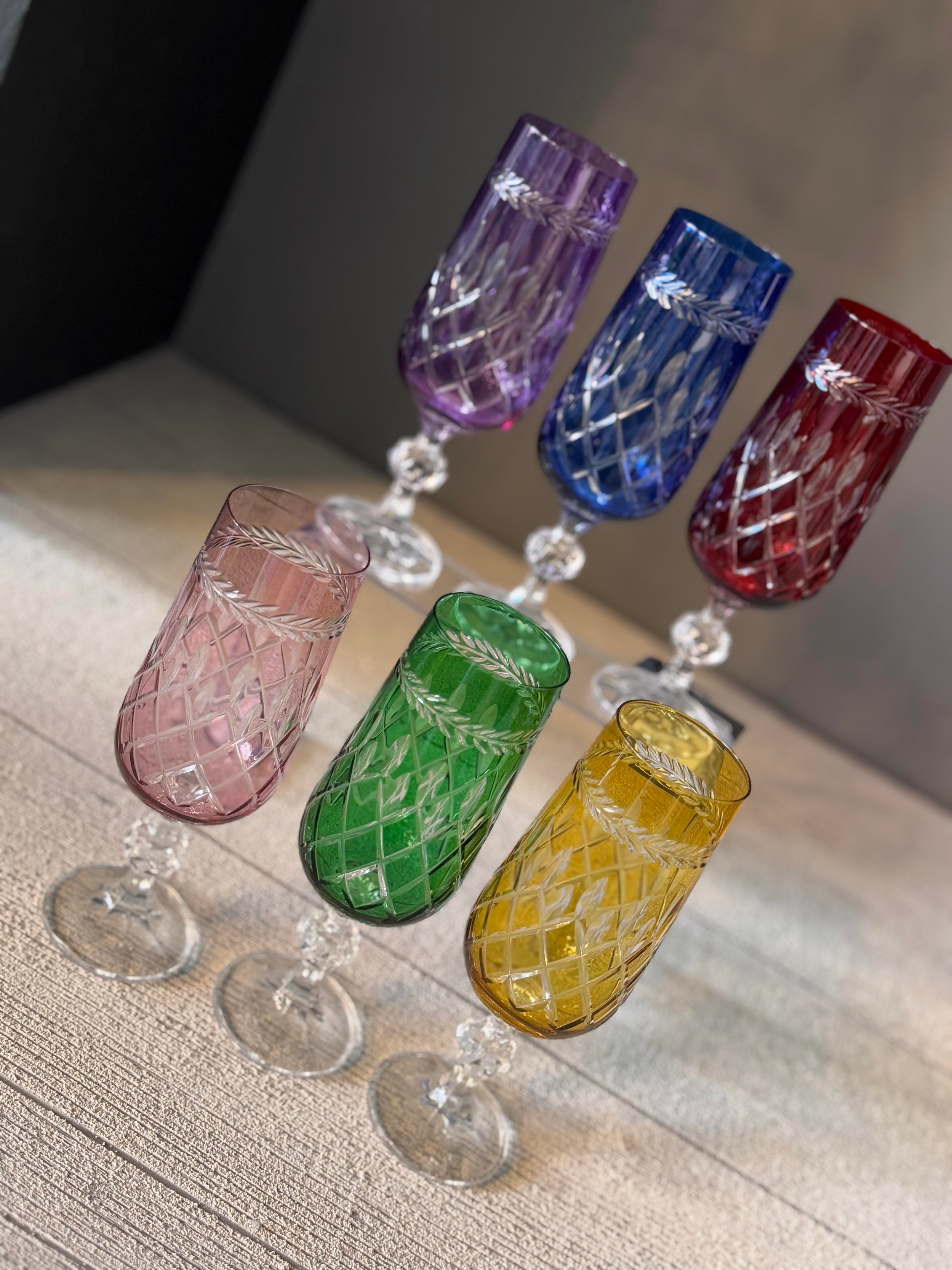 Bohemia Yaprak Renkli Kahve Yanı Cam Bardak 6 lı - 180 CC