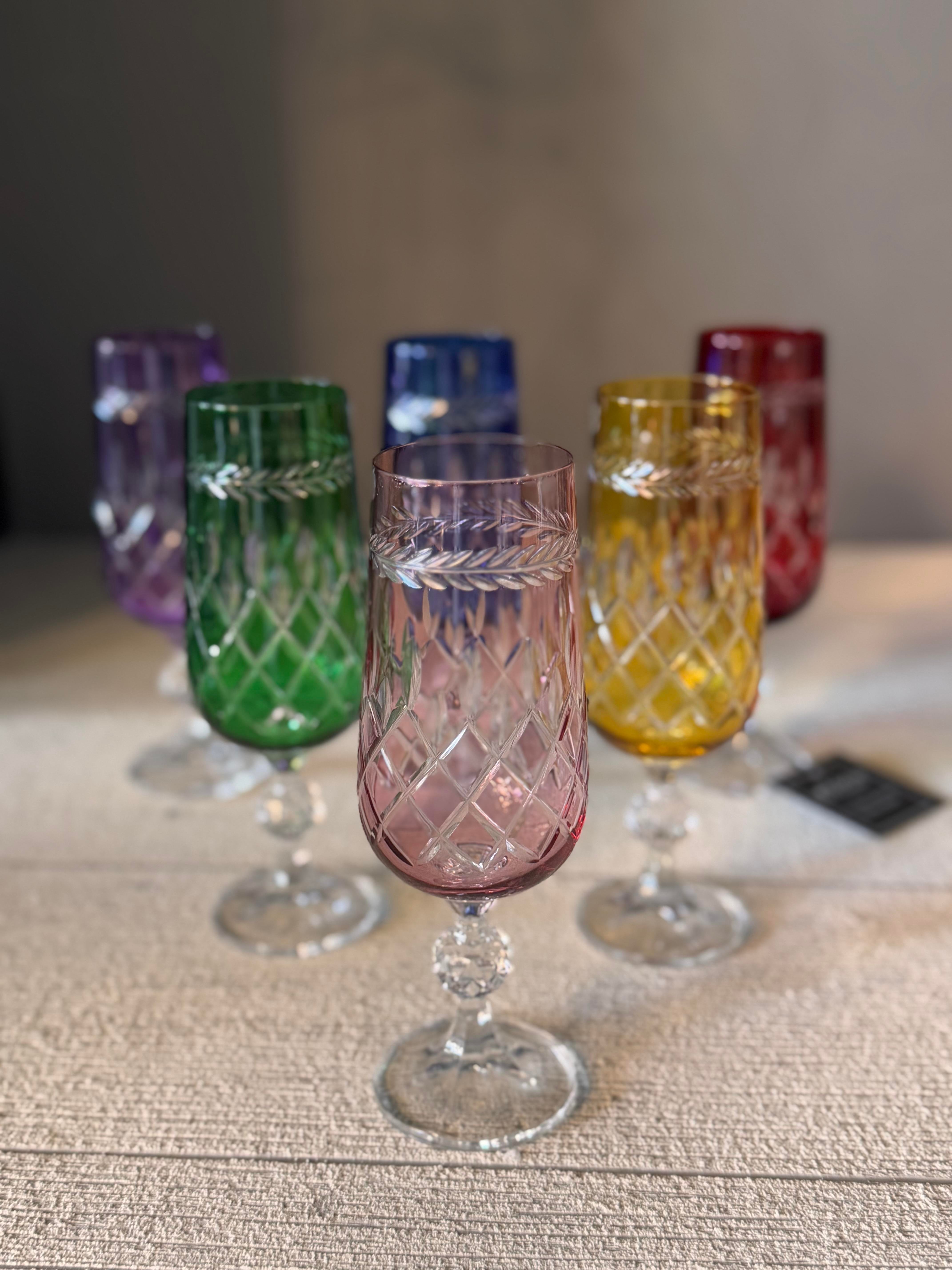 Bohemia Yaprak Renkli Kahve Yanı Cam Bardak 6 lı - 180 CC