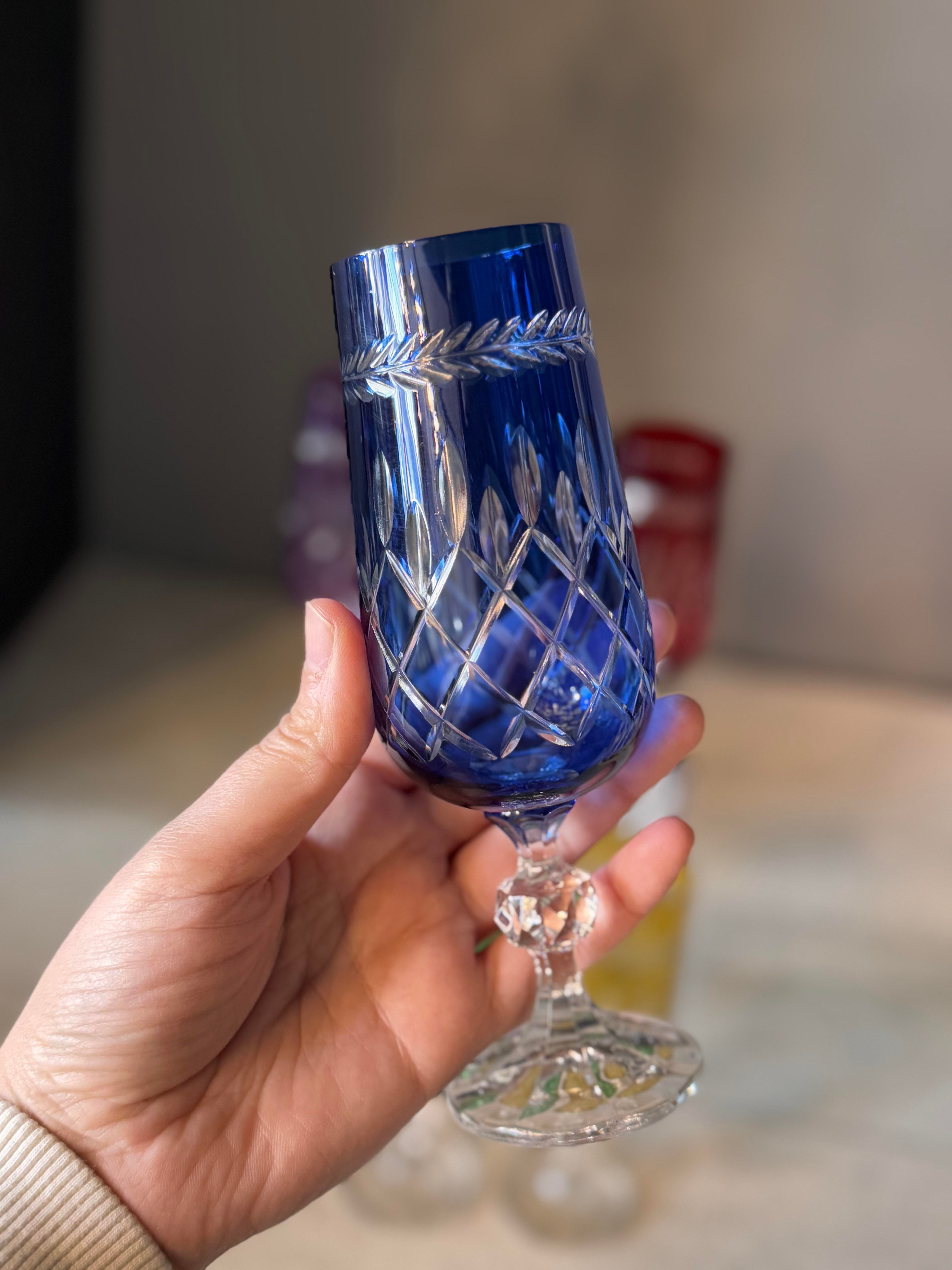 Bohemia Yaprak Renkli Kahve Yanı Cam Bardak 6 lı - 180 CC