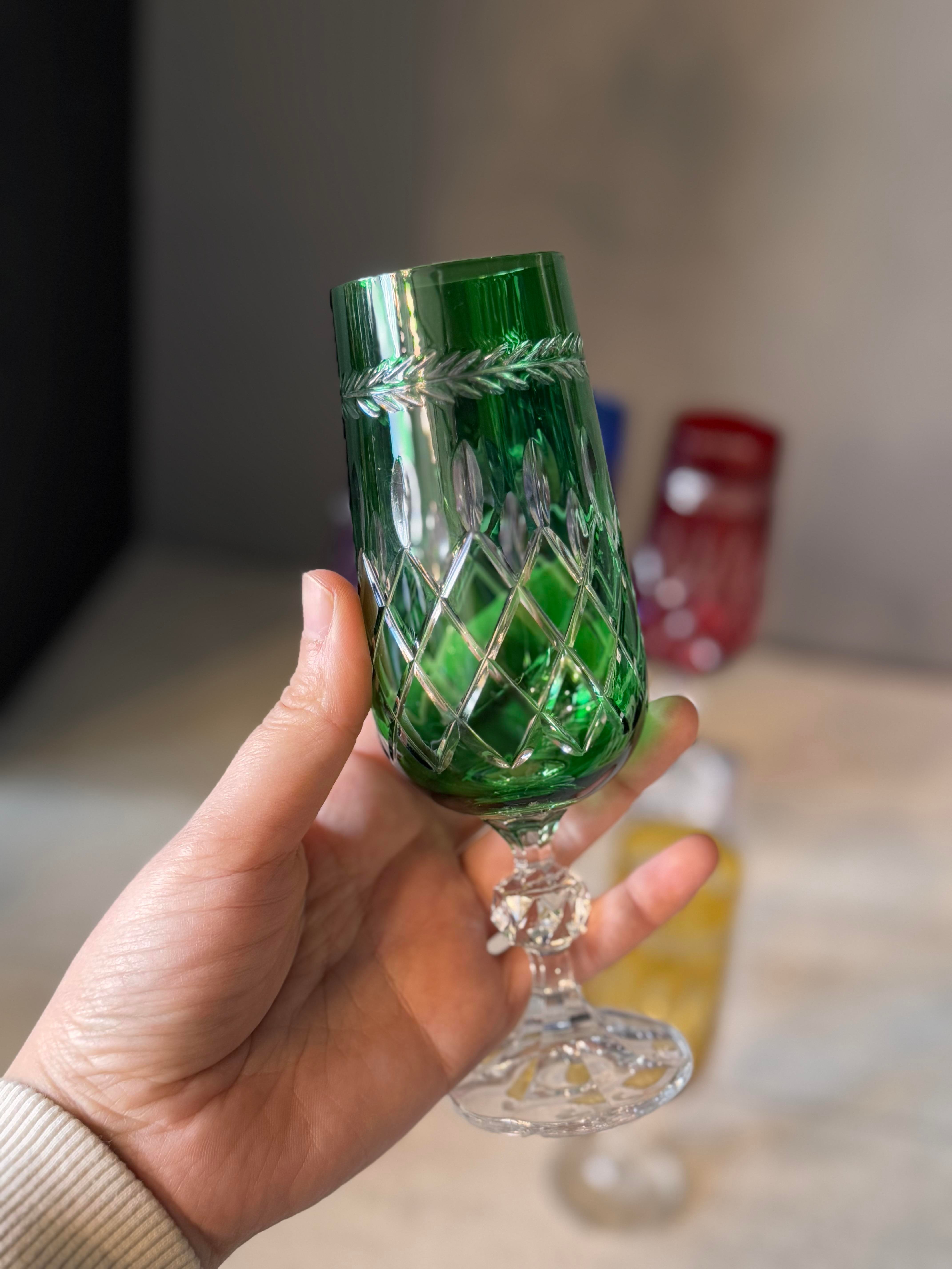 Bohemia Yaprak Renkli Kahve Yanı Cam Bardak 6 lı - 180 CC