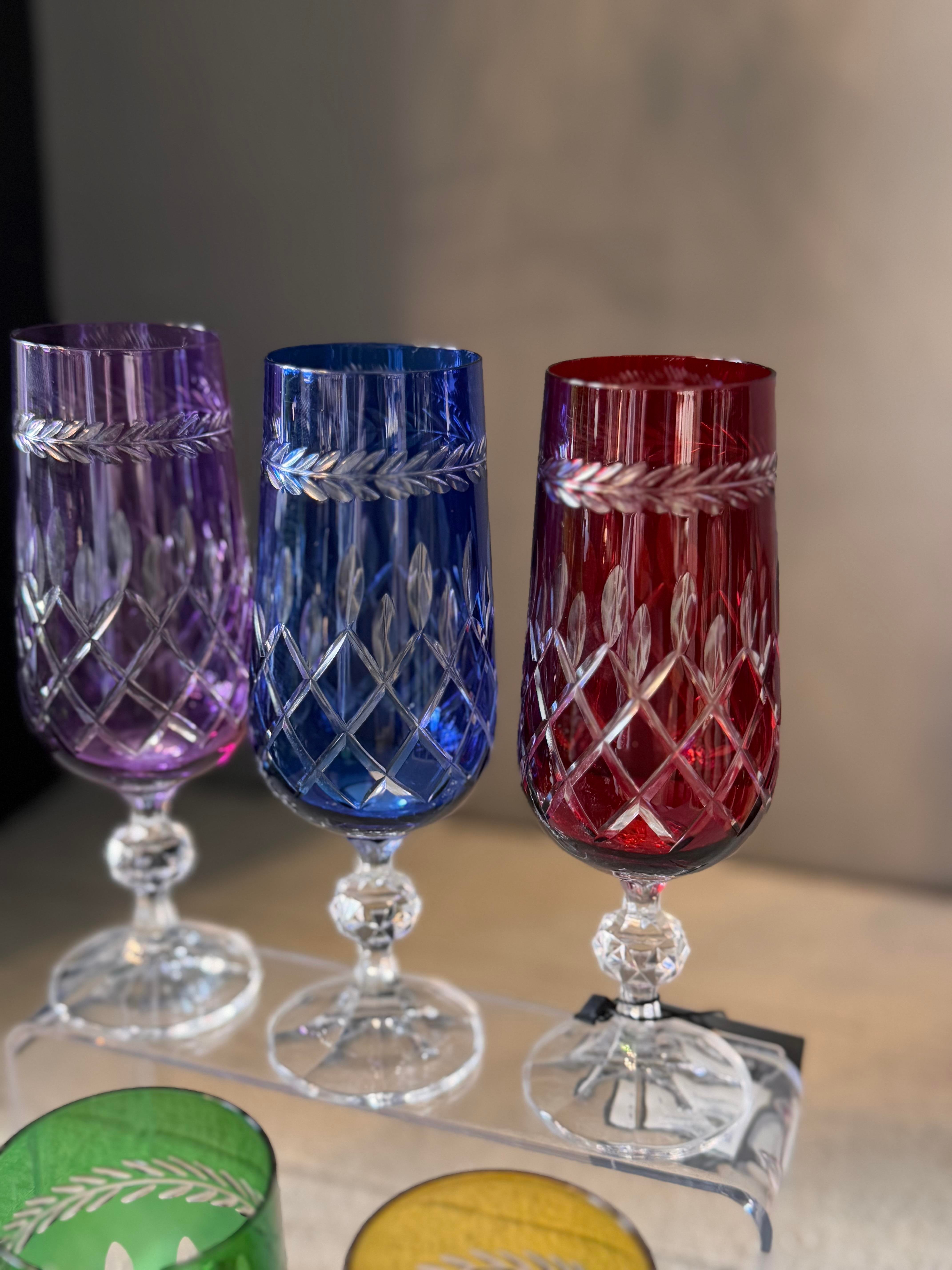 Bohemia Yaprak Renkli Kahve Yanı Cam Bardak 6 lı - 180 CC