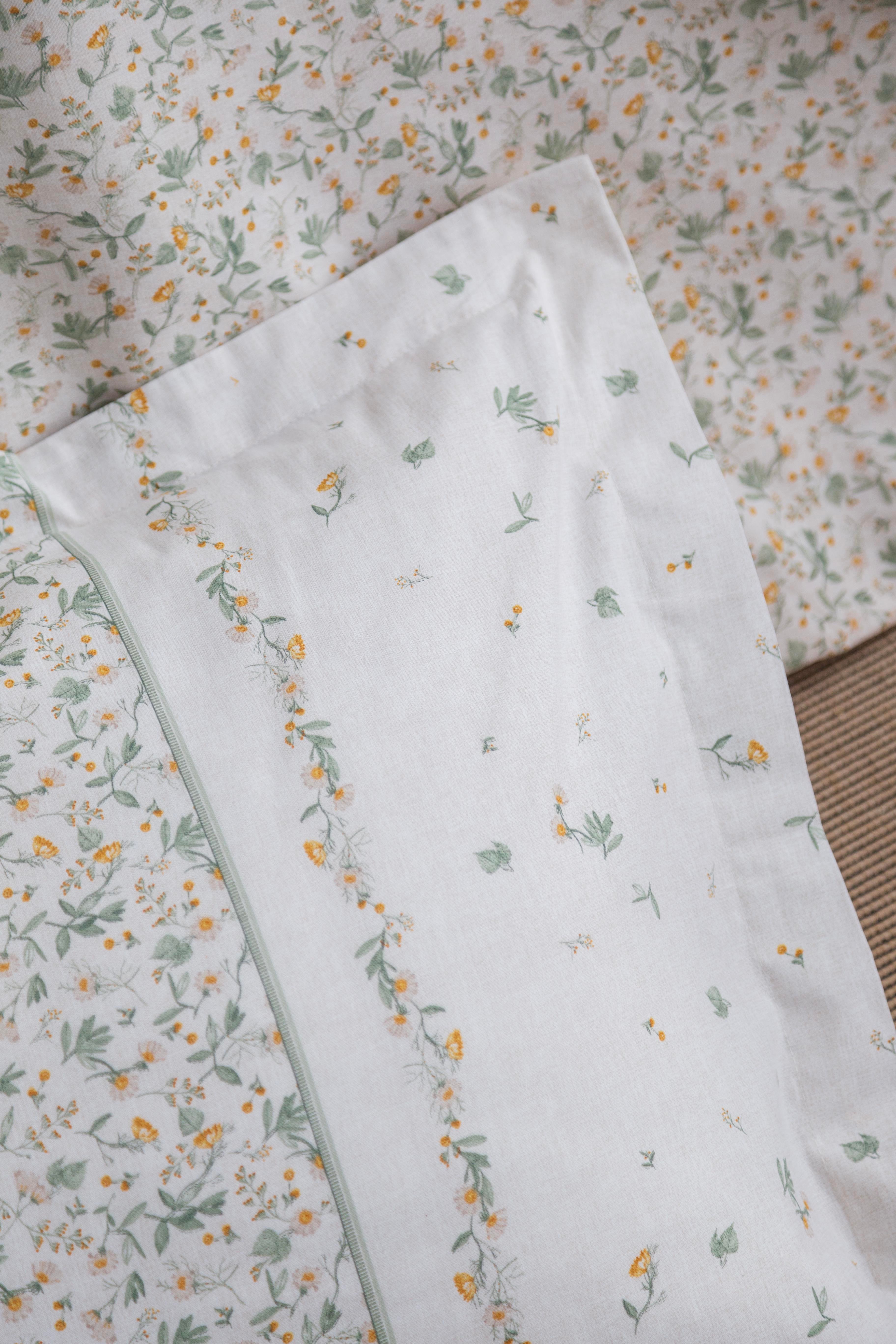 Çift Kişilik Müslin Yatak Örtülü Nevresim Takımı Sage Hardal