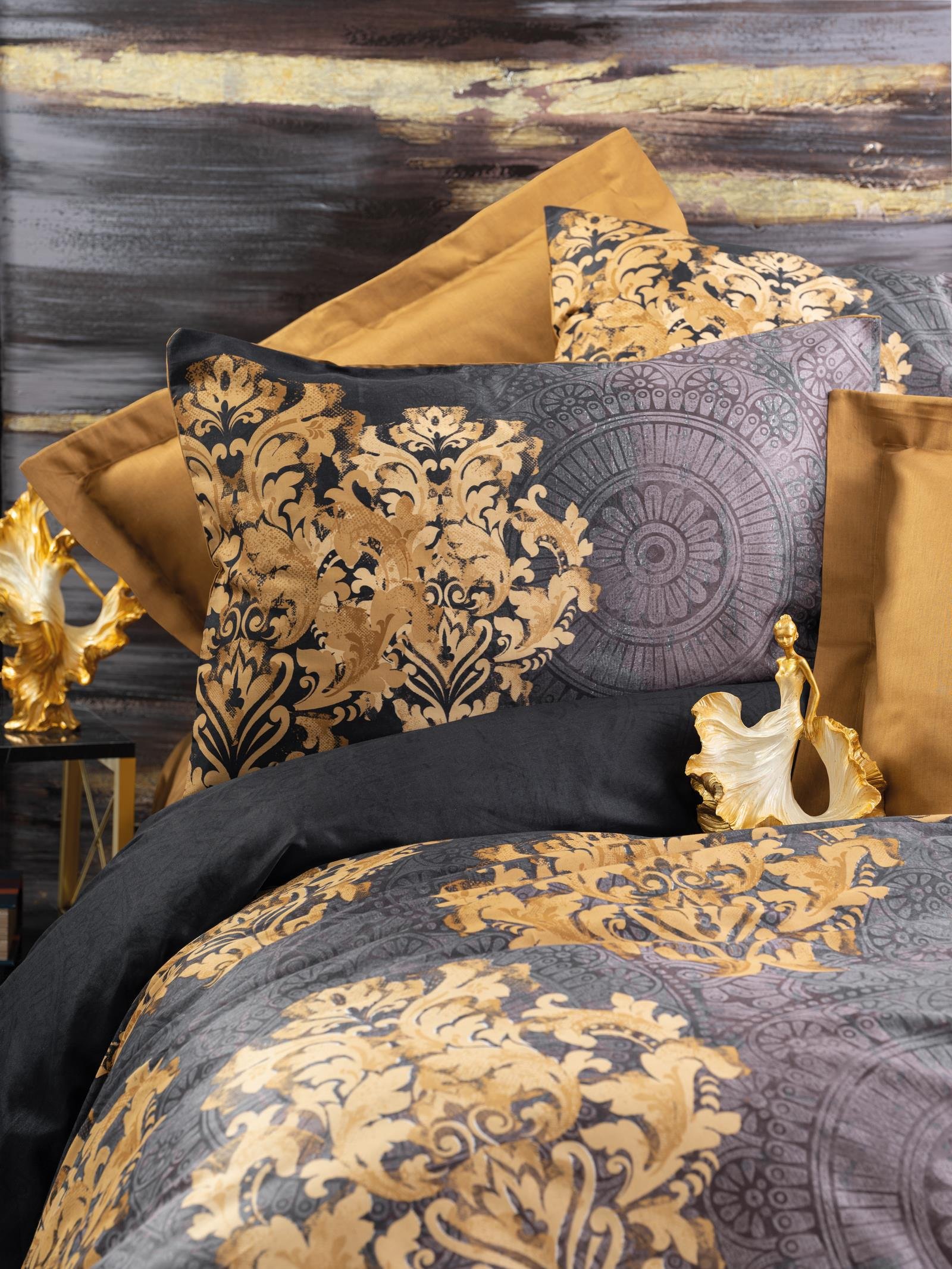 Çift Kişilik Saten Nevresim Takımı Jadira Bej