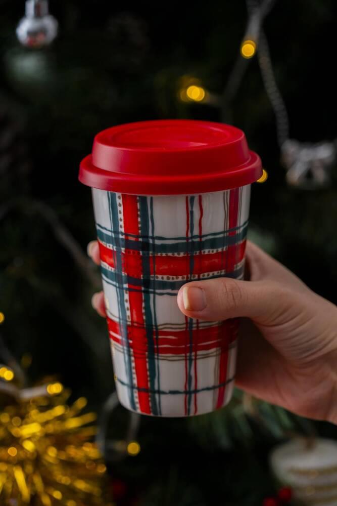 Clara 2 Kişilik Silikon Kapaklı Porselen Mug Seti - 385 ML