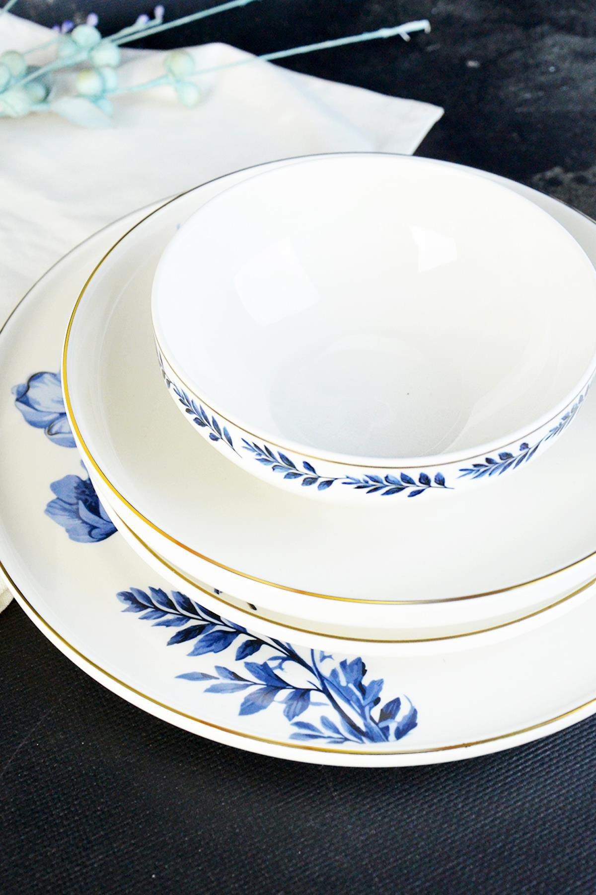 Clodia Blue 6 Kişilik 24 Parça Porselen Yemek Takımı