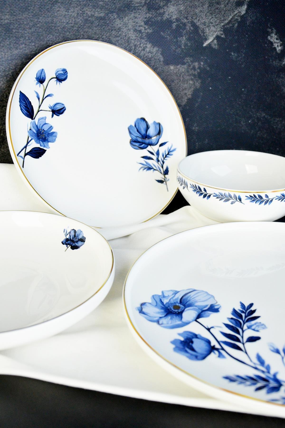 Clodia Blue 6 Kişilik 24 Parça Porselen Yemek Takımı