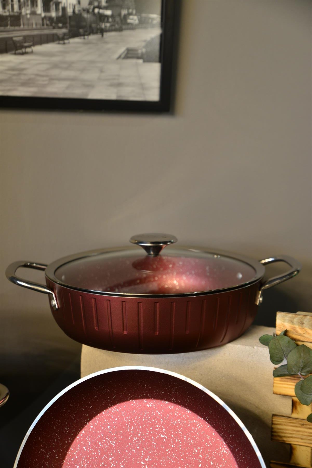 Colonna 7 Parça Granit Tencere Seti Kırmızı