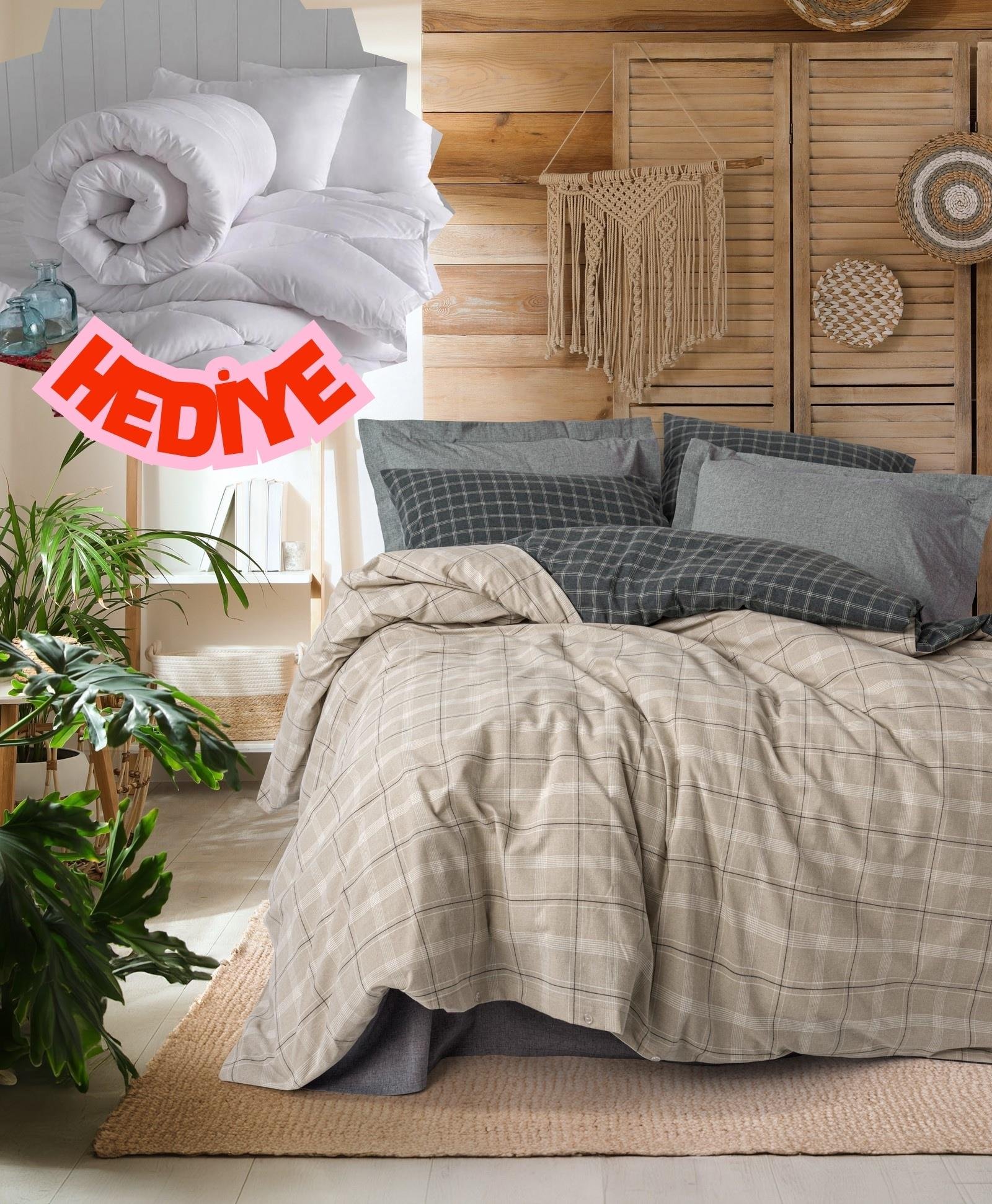 Cotton Box Warm Flanel Çift Kişilik Nevresim Takımı Siiras Gri