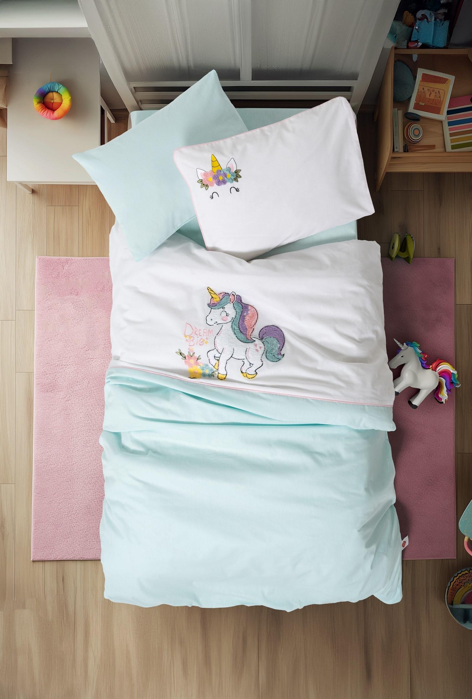 Cuddly Yıkanmış Doğal Görünümlü Nakışlı Bebek Nevresim Takımı Dolly Mint