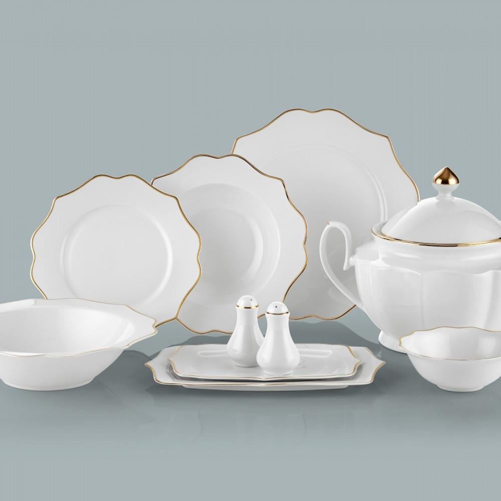 Diana Gold 60 Parça 12 Kişilik Bone Porselen Yemek Takımı