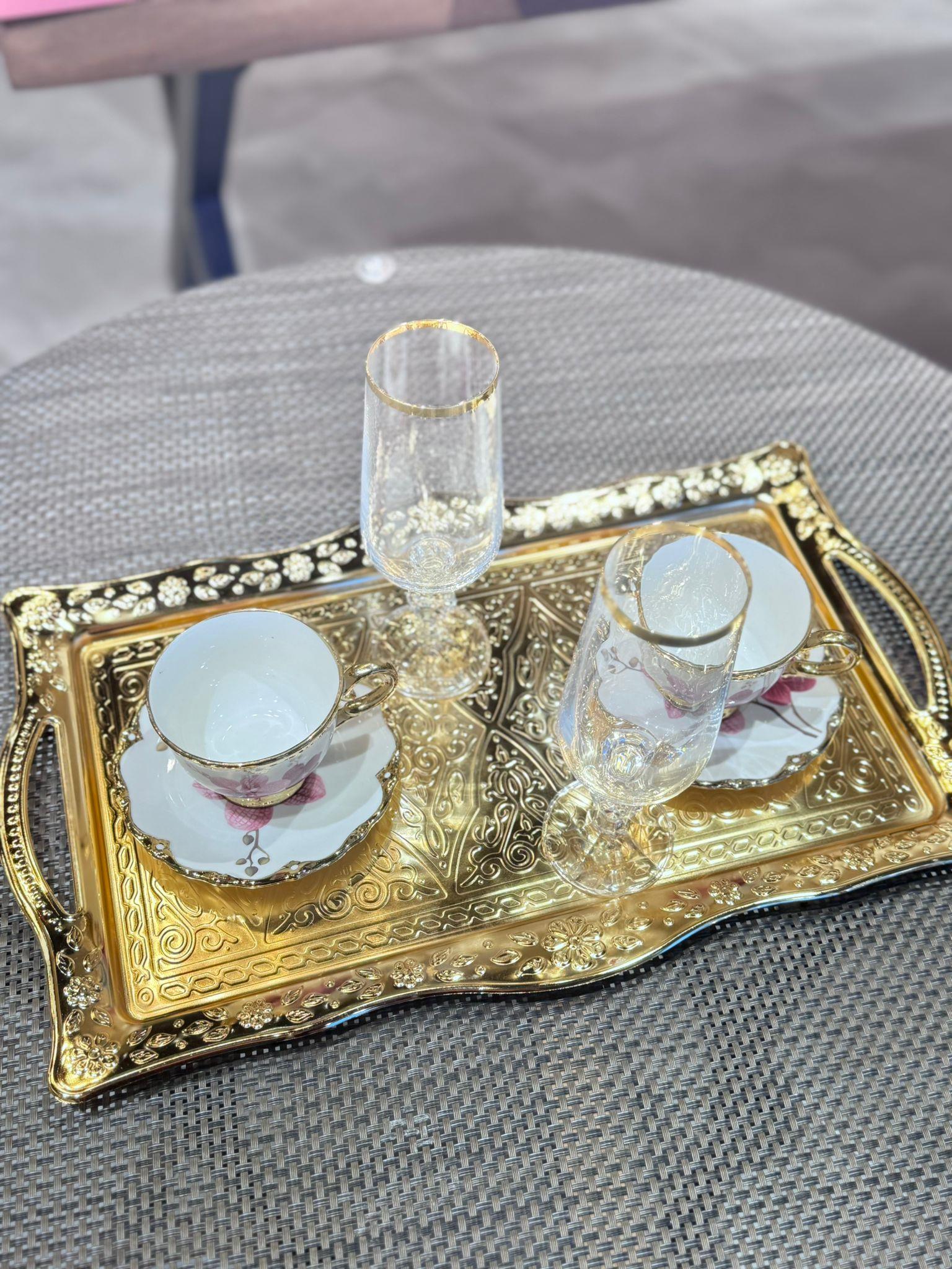 Dikdörtgen Metal Sunum Tepsisi - Gold