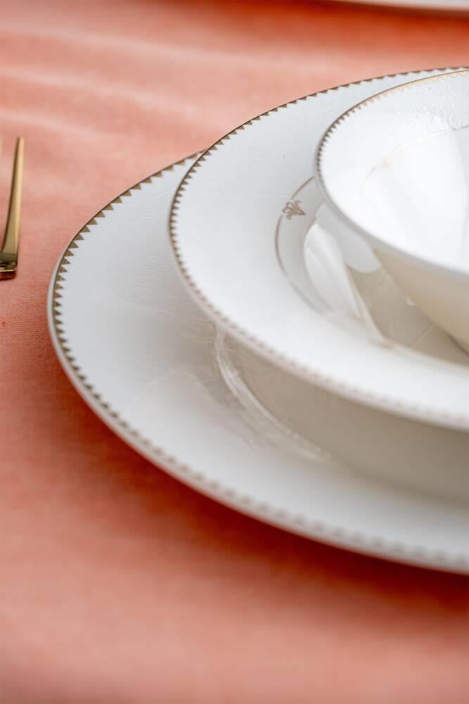 Eleanor 60 Parça 12 Kişilik Gold Porselen Yemek Takımı