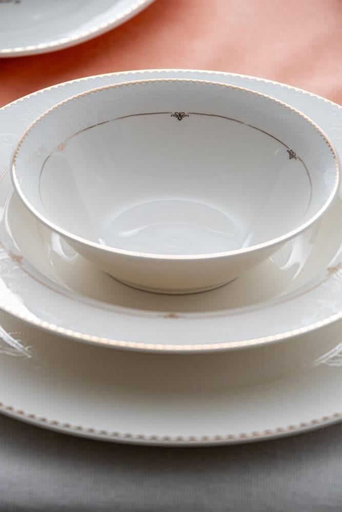 Eleanor 60 Parça 12 Kişilik Gold Porselen Yemek Takımı