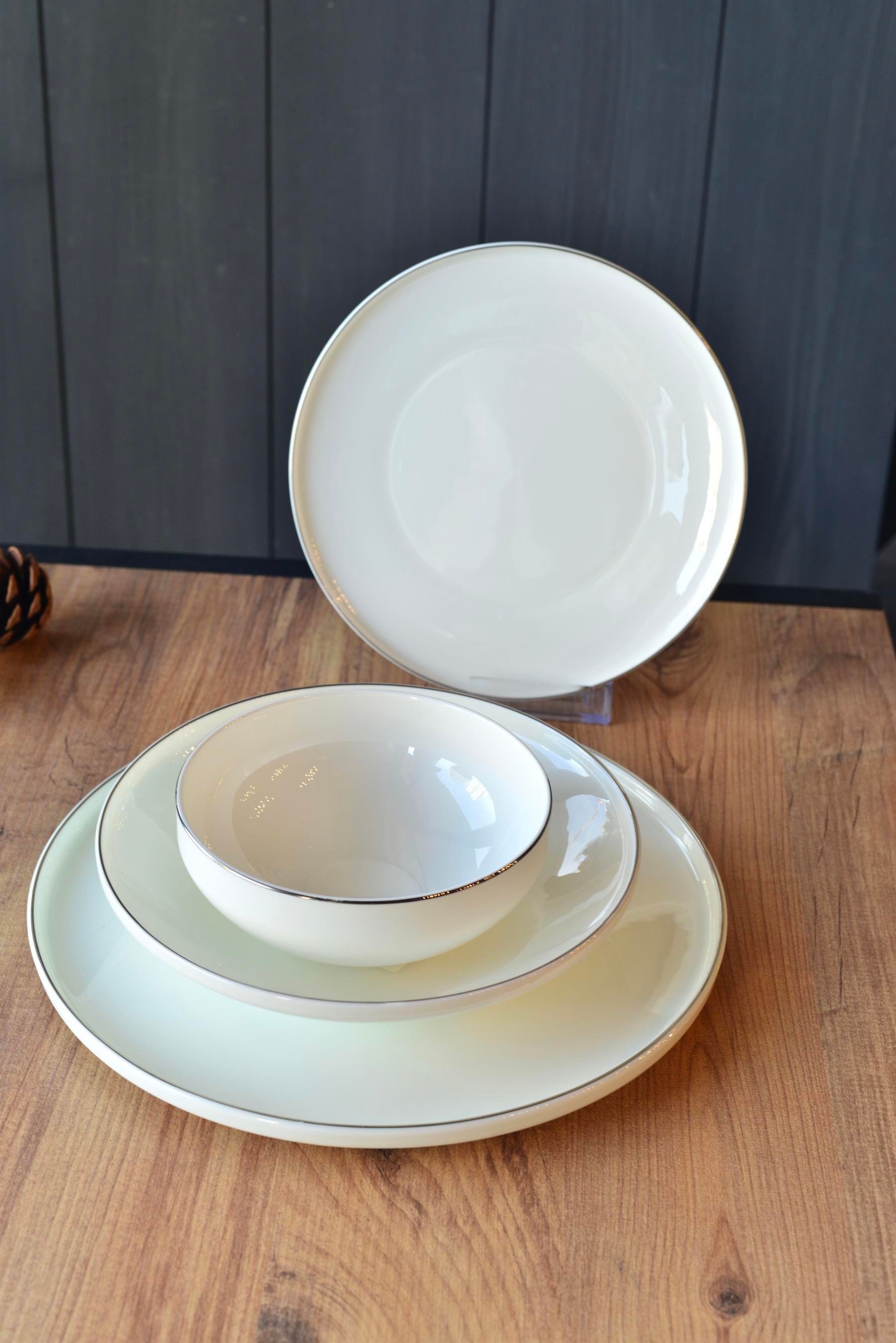 Elegant Silver 24 Parça Porselen 6 Kişilik Yemek Takımı