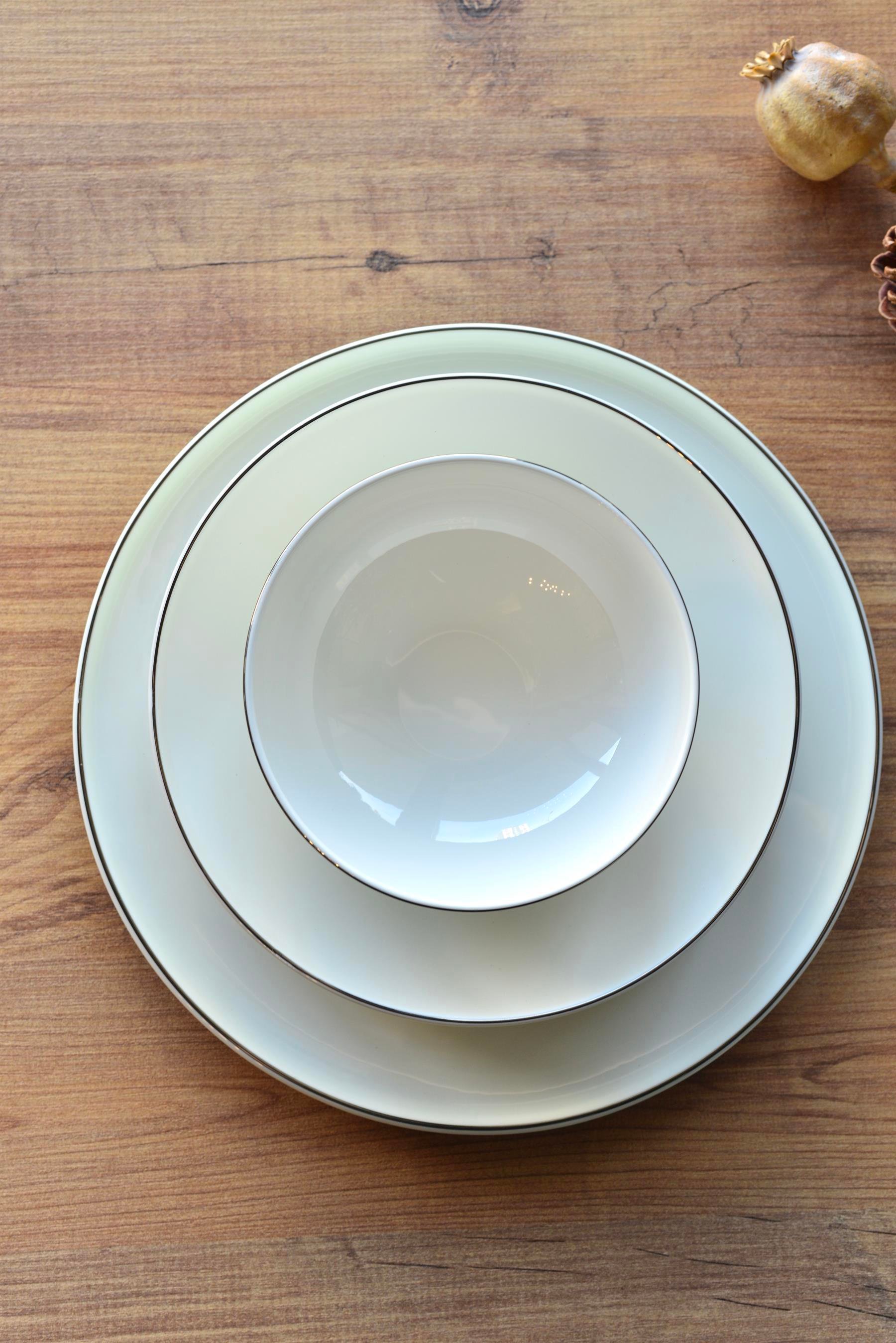 Elegant Silver 24 Parça Porselen 6 Kişilik Yemek Takımı