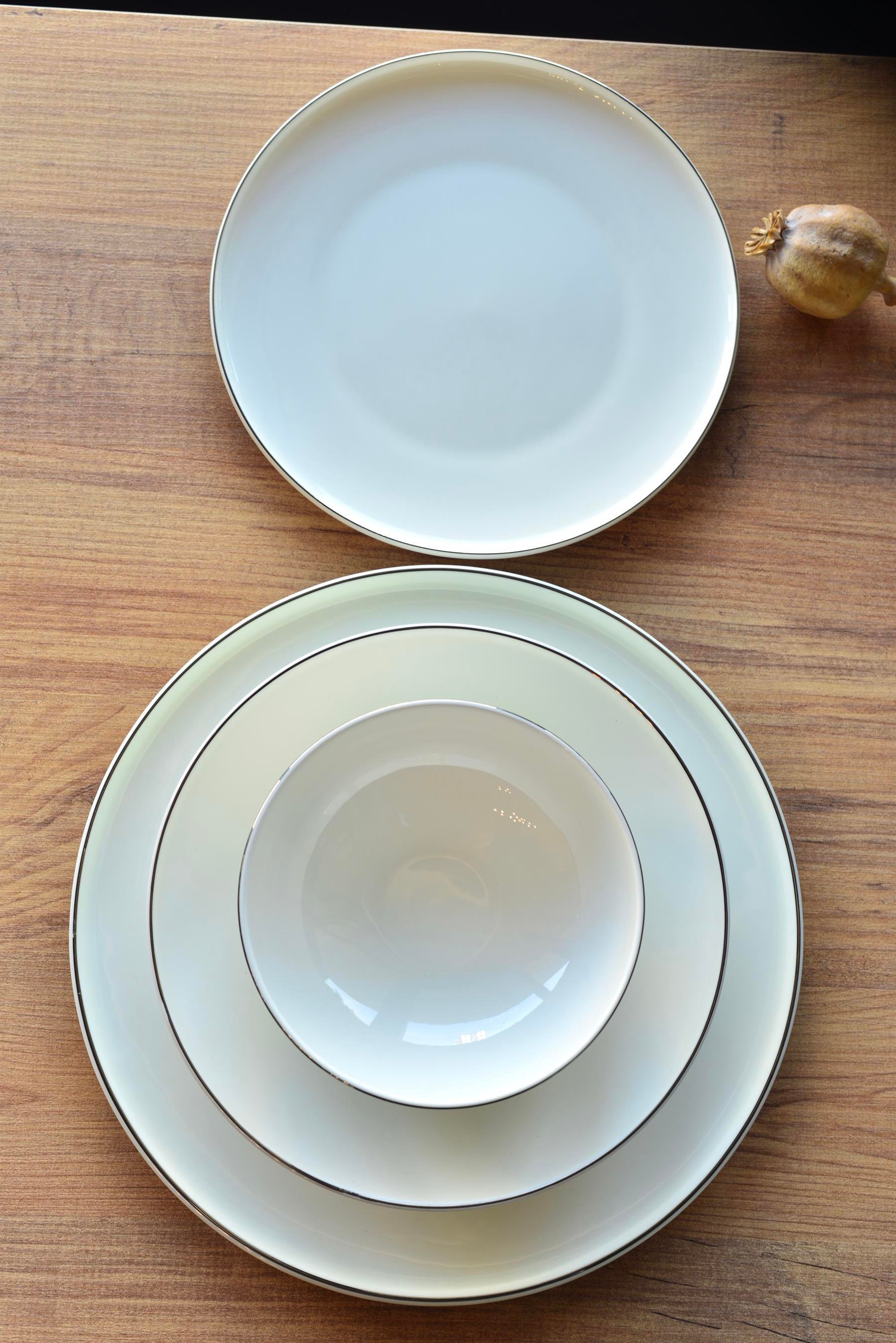 Elegant Silver 24 Parça Porselen 6 Kişilik Yemek Takımı