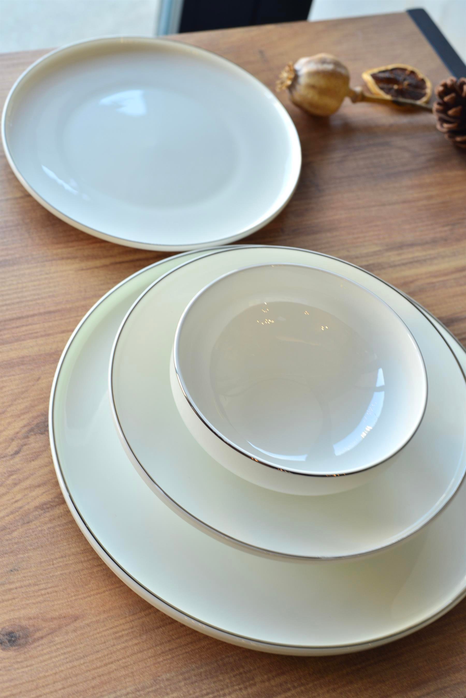 Elegant Silver 24 Parça Porselen 6 Kişilik Yemek Takımı