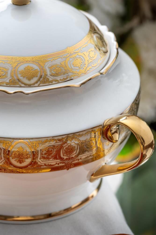 Elizabeth 60 Parça 12 Kişilik Gold Porselen Yemek Takımı