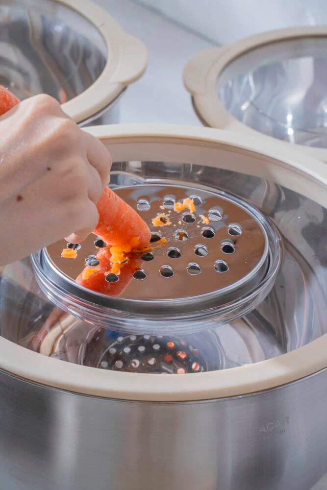 Focus Pro 18/10 Paslanmaz Çelik Rendeli Karıştırma ve Saklama Kabı Seti