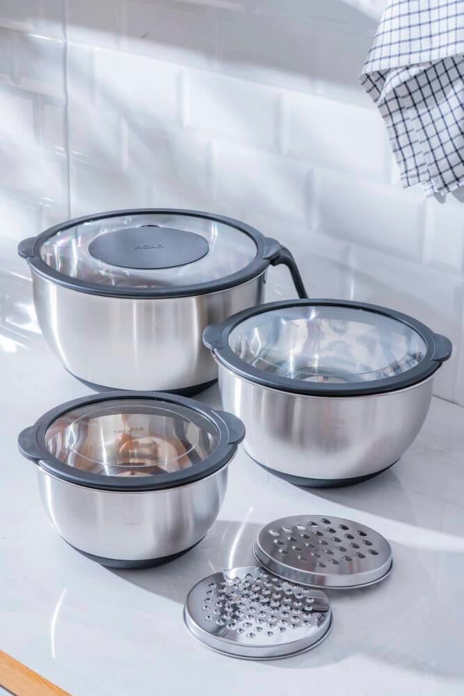 Focus Pro 18/10 Paslanmaz Çelik Rendeli Karıştırma ve Saklama Kabı Seti