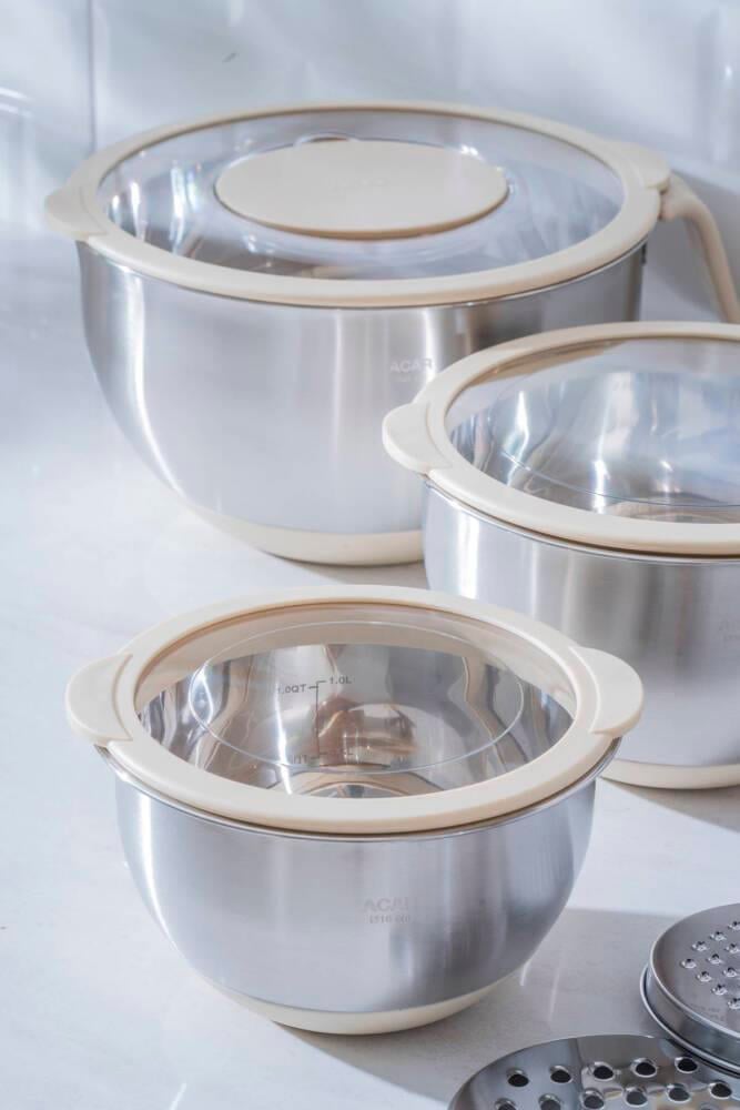 Focus Pro 18/10 Paslanmaz Çelik Rendeli Karıştırma ve Saklama Kabı Seti