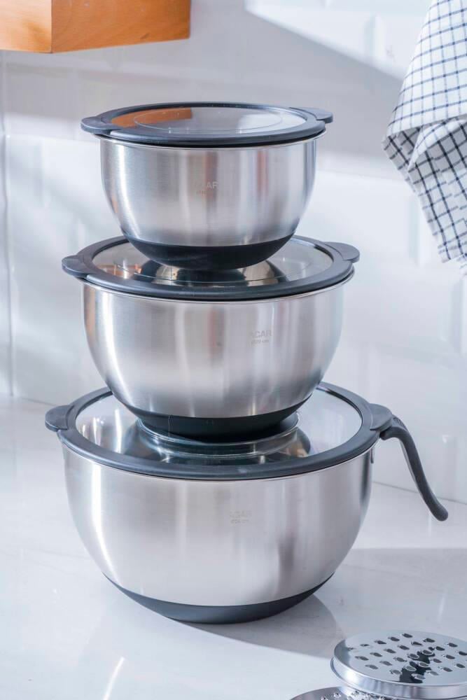 Focus Pro 18/10 Paslanmaz Çelik Rendeli Karıştırma ve Saklama Kabı Seti