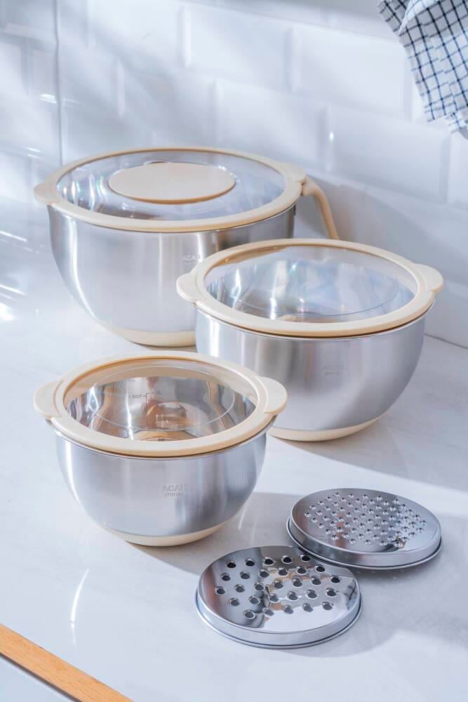 Focus Pro 18/10 Paslanmaz Çelik Rendeli Karıştırma ve Saklama Kabı Seti